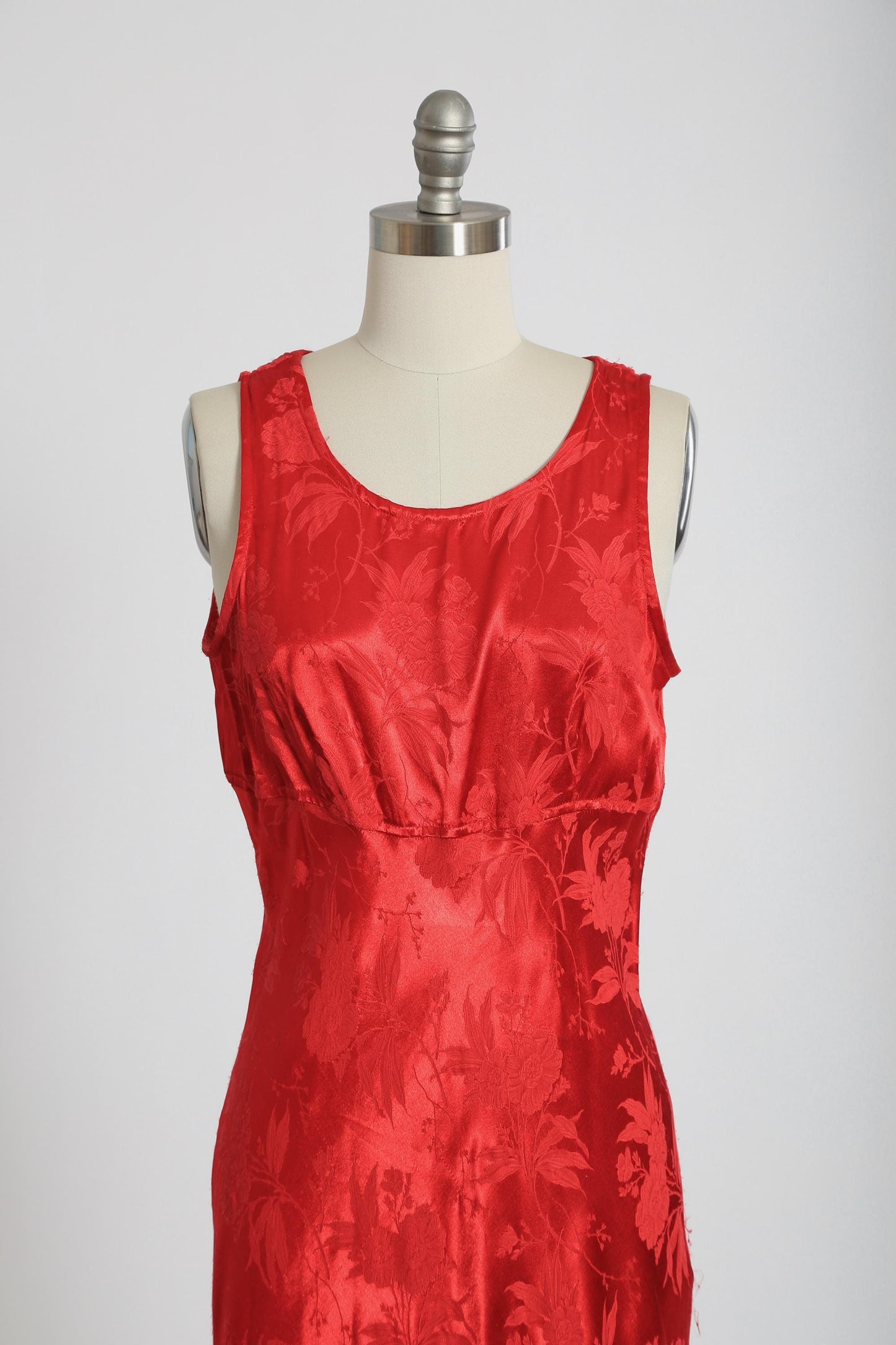 Vintage 90s All that Jazz Red floral brocade maxi dress