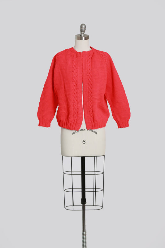 Vintage 60s hand knit cardigan sweater
