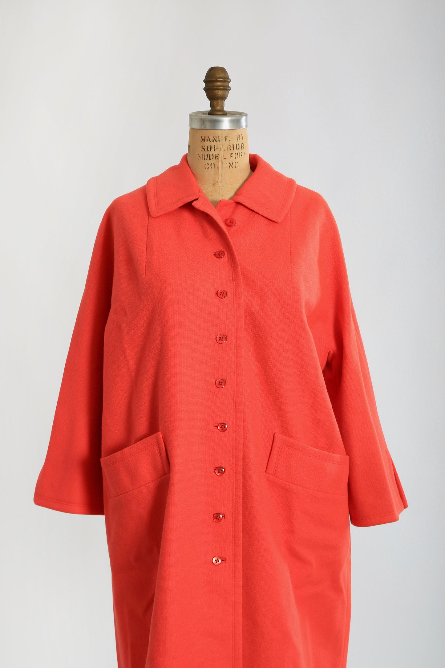 Vintage 50s 60s salmon orange woven wool coat