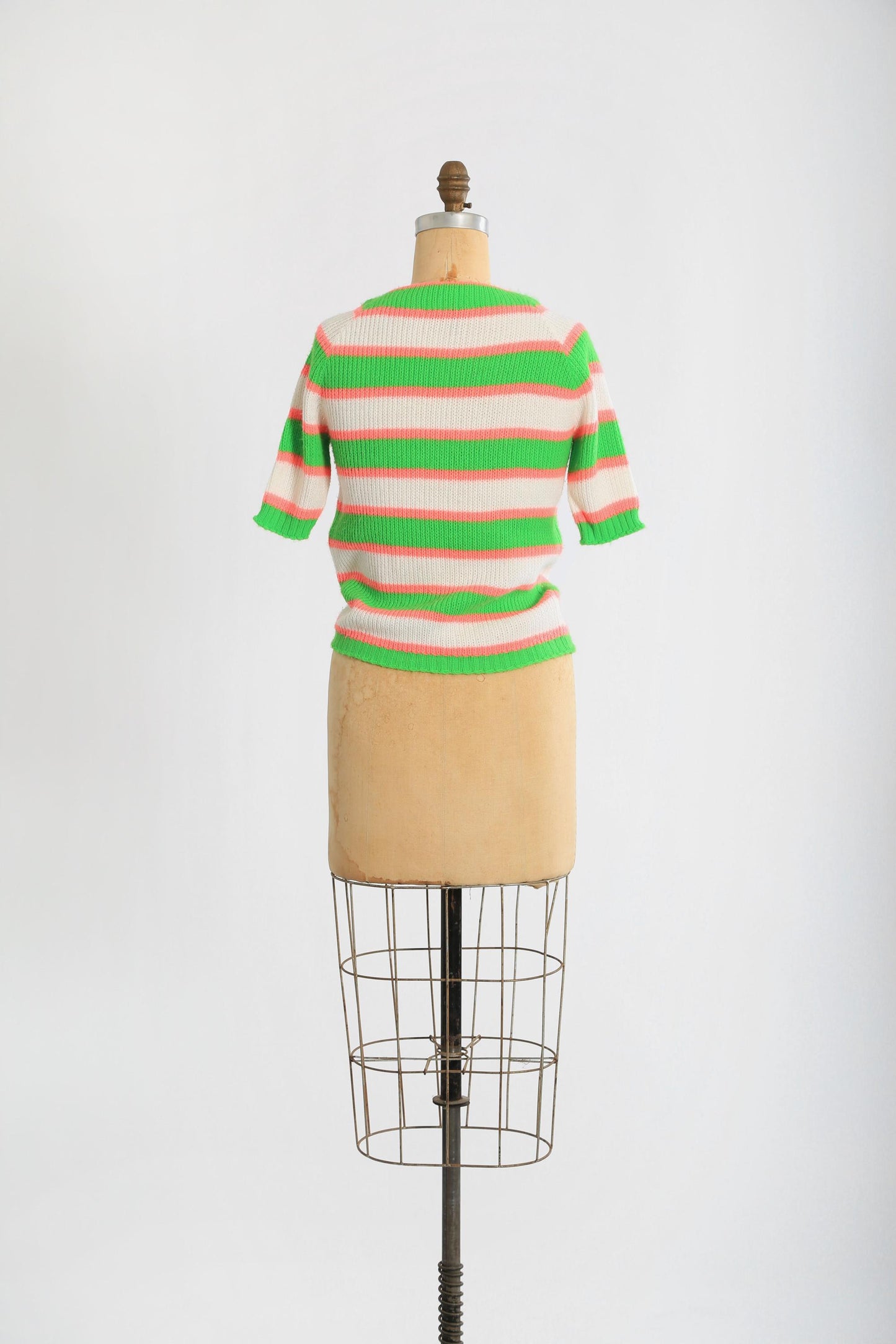 vintage 60s neon green striped knit sweater