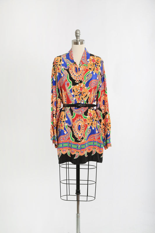 Vintage Elisabeth Liz Claiborne colorful oversized silk blouse