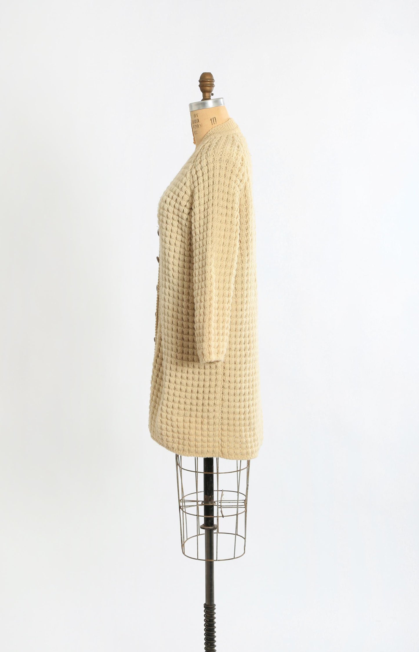 Vintage 60s Irish wool knit sweater | 1960s Hand knit long duster
