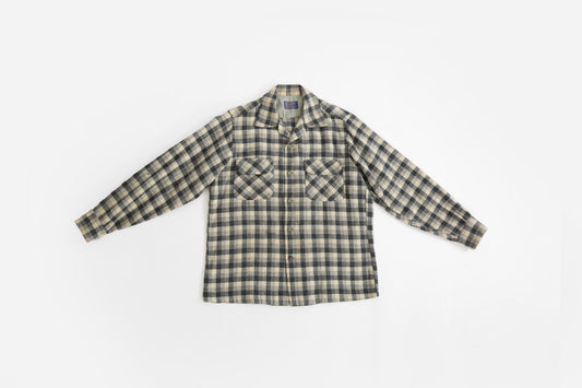 50s Pendleton | Vintage 1950s plaid gray + blue Pendleton Wool Shirt