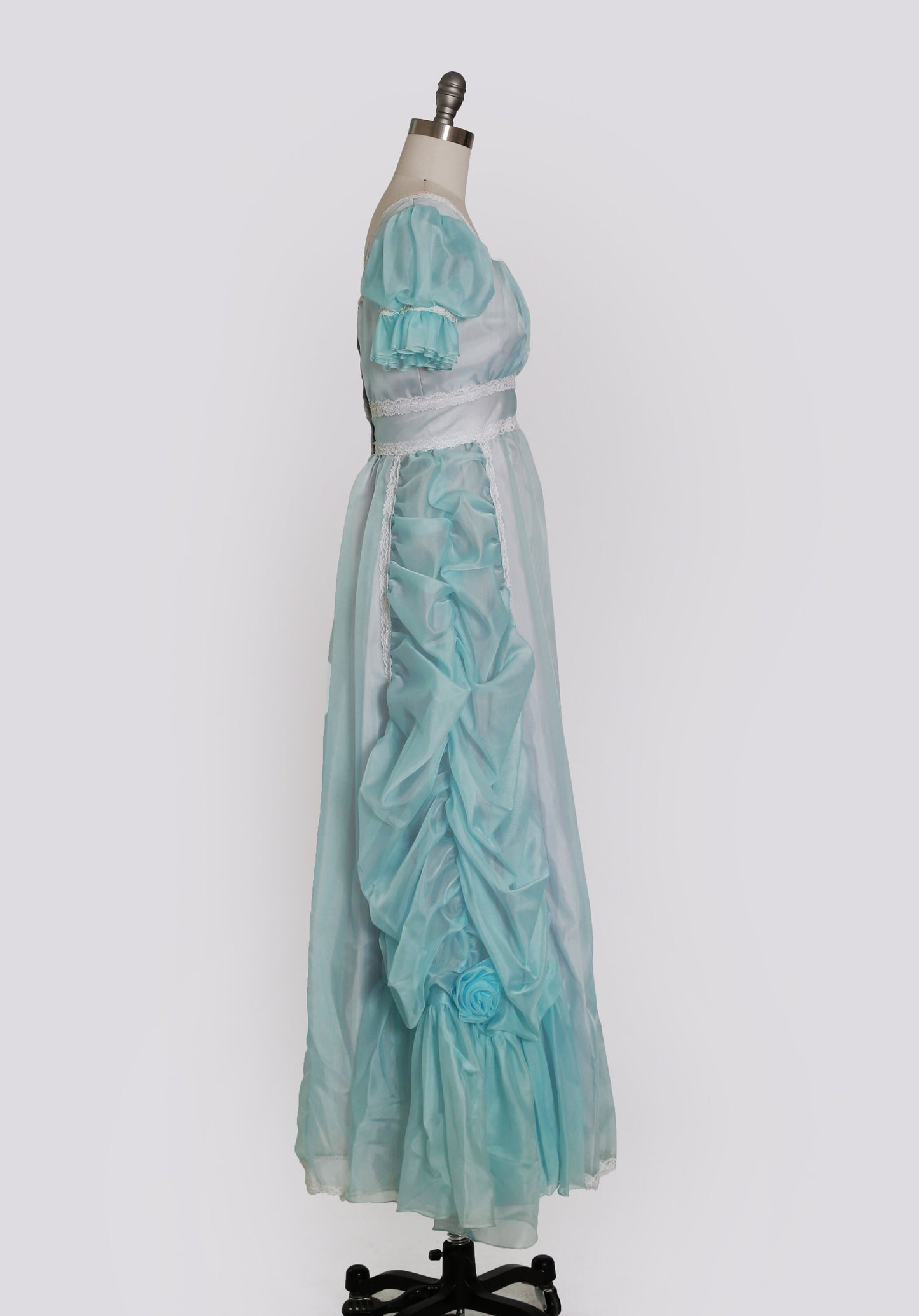 Cinderella dress | Vintage 70s blue ruffle prom dress | 1970s victorian puff gown