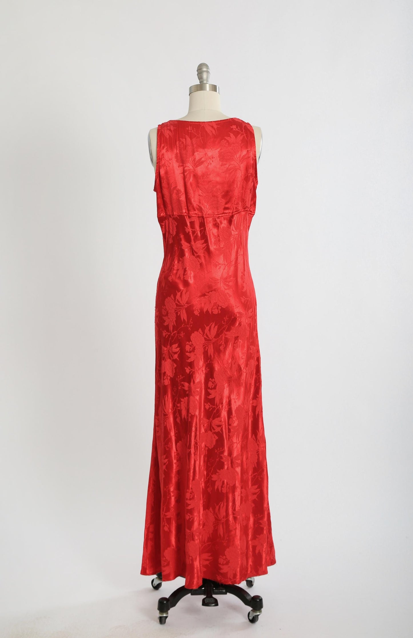 Vintage 90s All that Jazz Red floral brocade maxi dress
