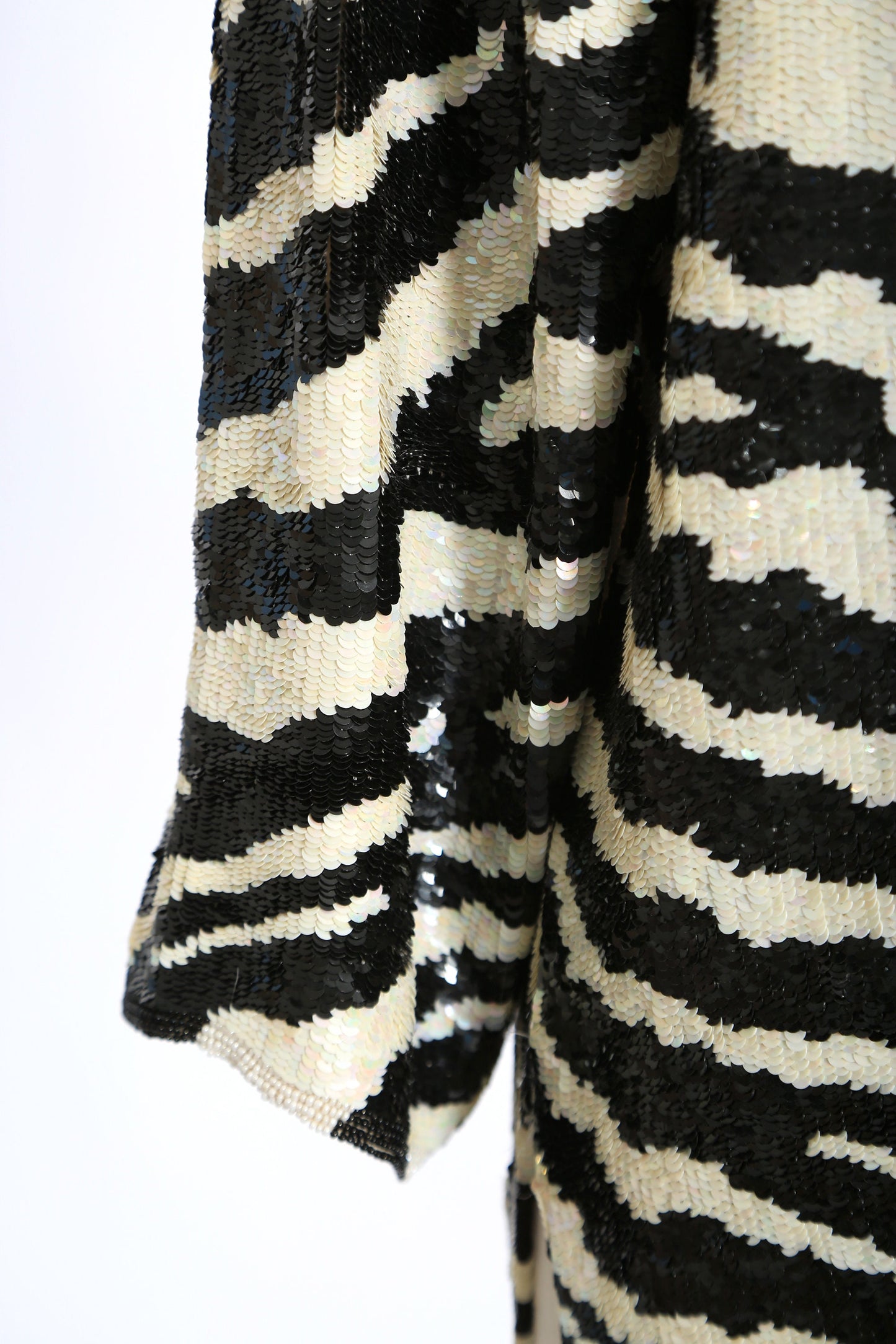 Vintage 80s St. Martin sequin beaded striped zebra silk blouse