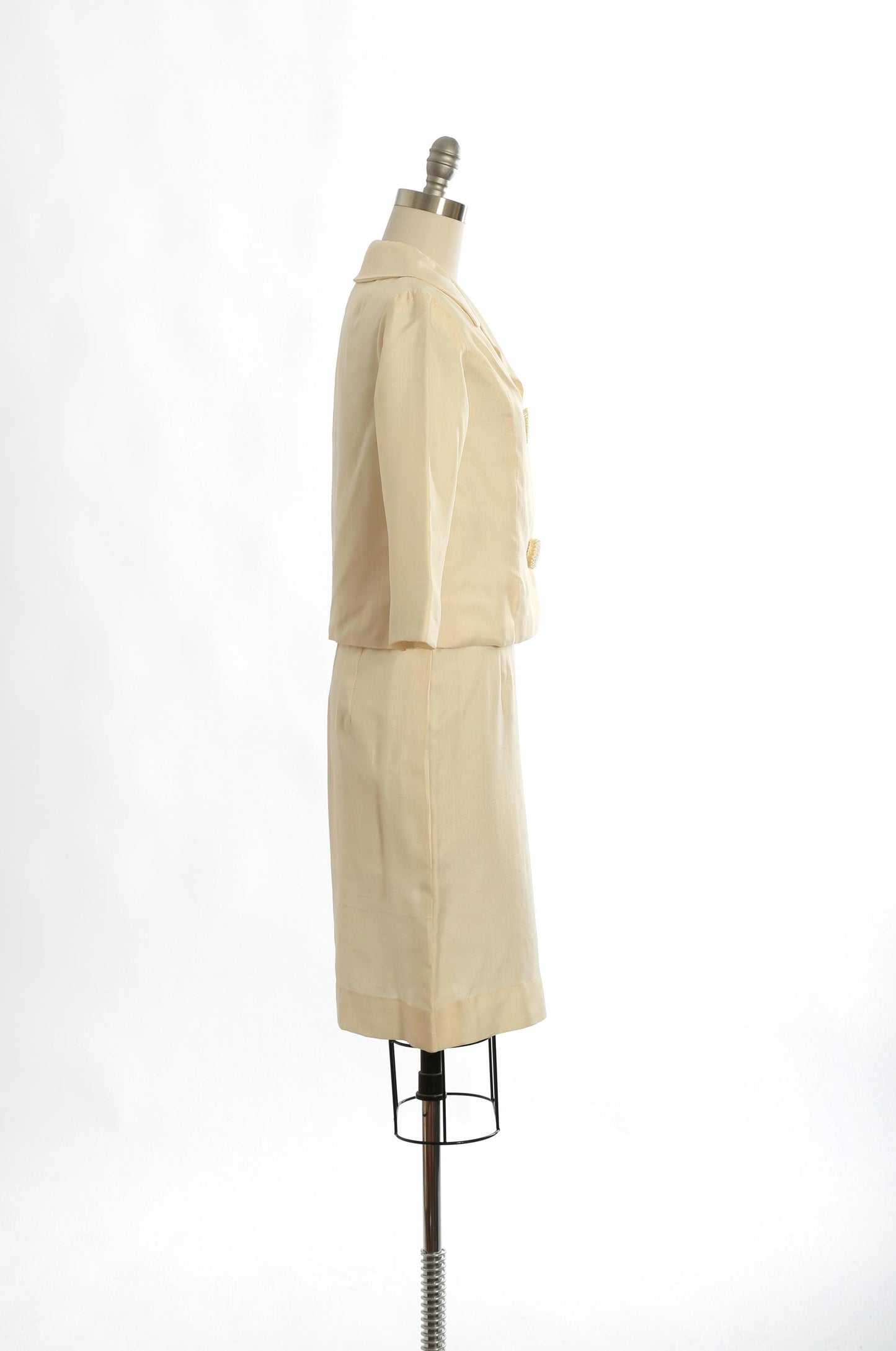 Vintage 60s Carol Brent ivory silk suit | 1960s 2pc dress suit jacket