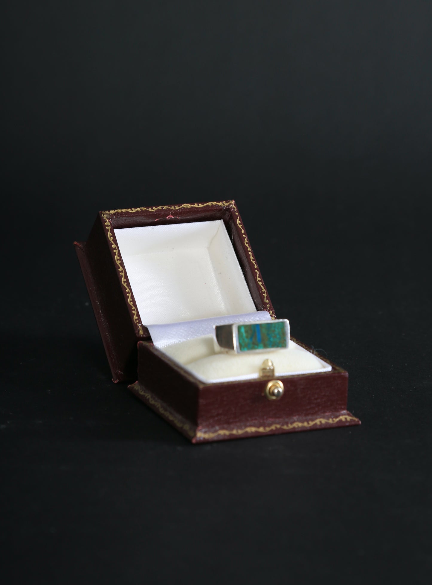 Vintage Sterling Silver rectangle TURQUOISE ring Singed 6.5 12g