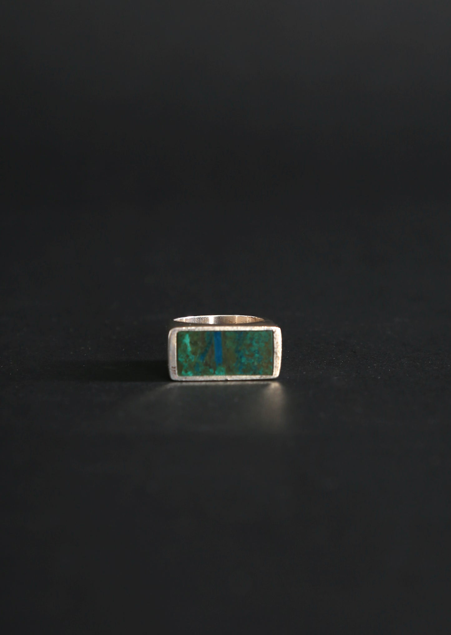 Vintage Sterling Silver rectangle TURQUOISE ring Singed 6.5 12g