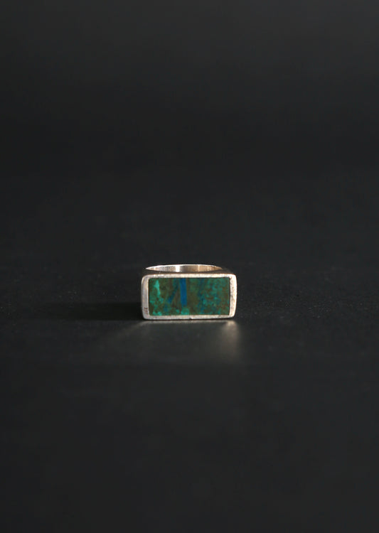 Vintage Sterling Silver rectangle TURQUOISE ring Singed 6.5 12g