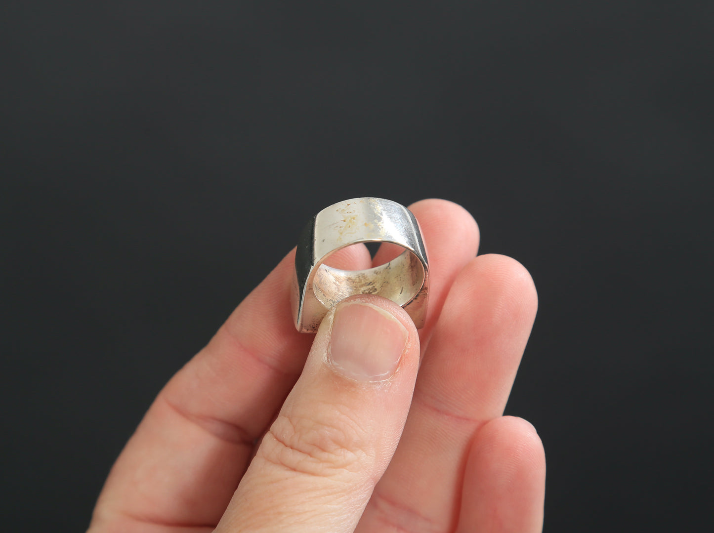 Vintage Sterling Silver rectangle TURQUOISE ring Singed 6.5 12g