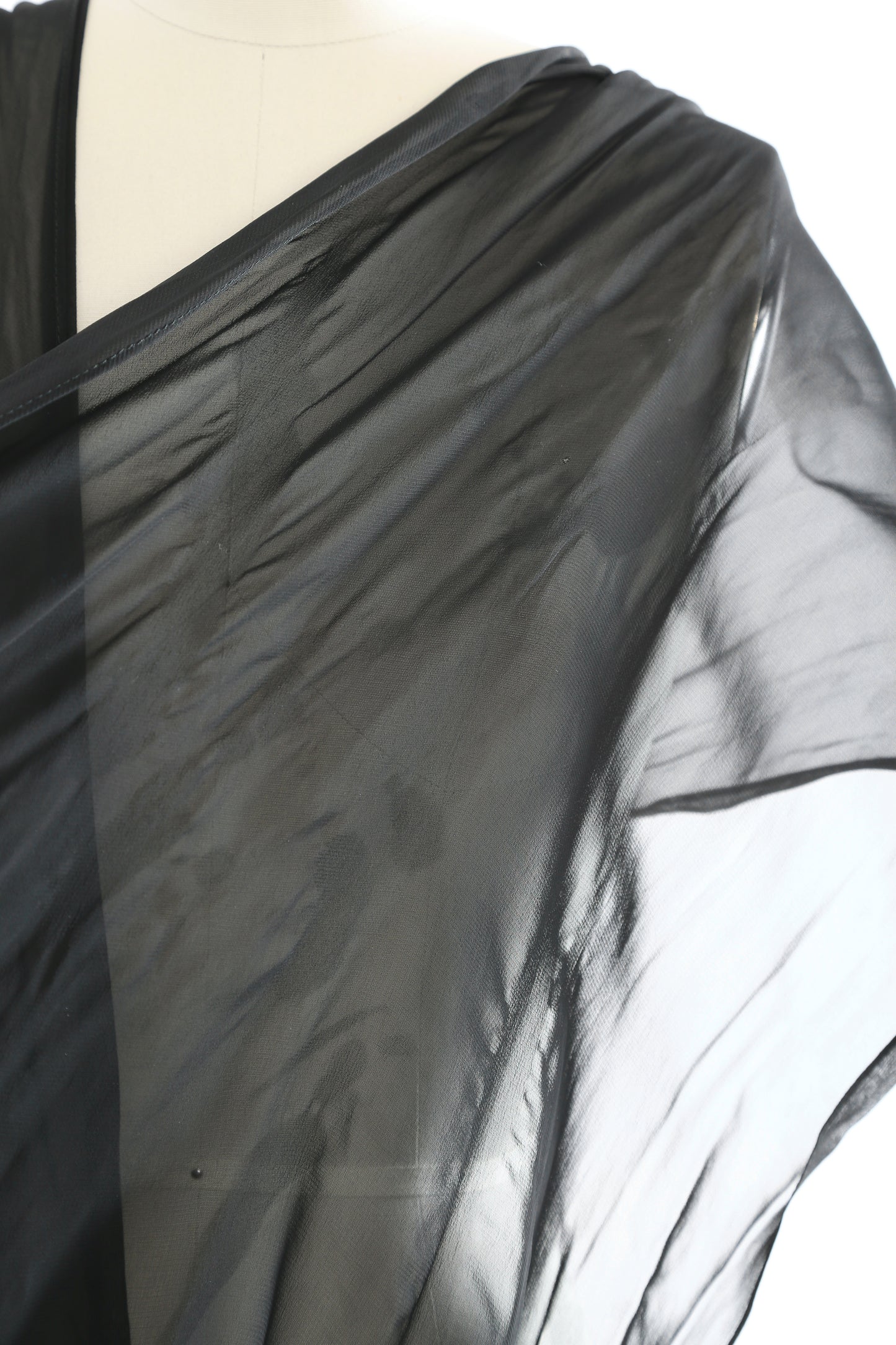 50s Black chiffon Ostrich feather wrap scarf