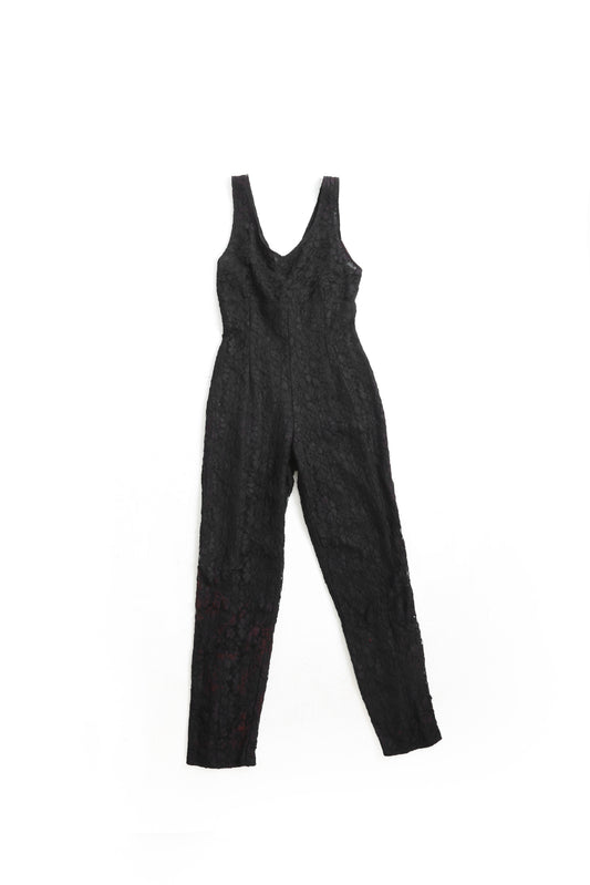 80s Black lace Jumpsuit