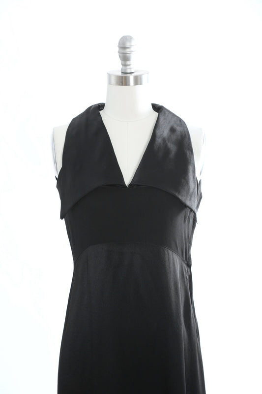 90s Black tuxedo maxi dress