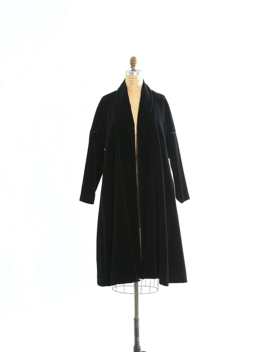 1940s Black velvet swing coat