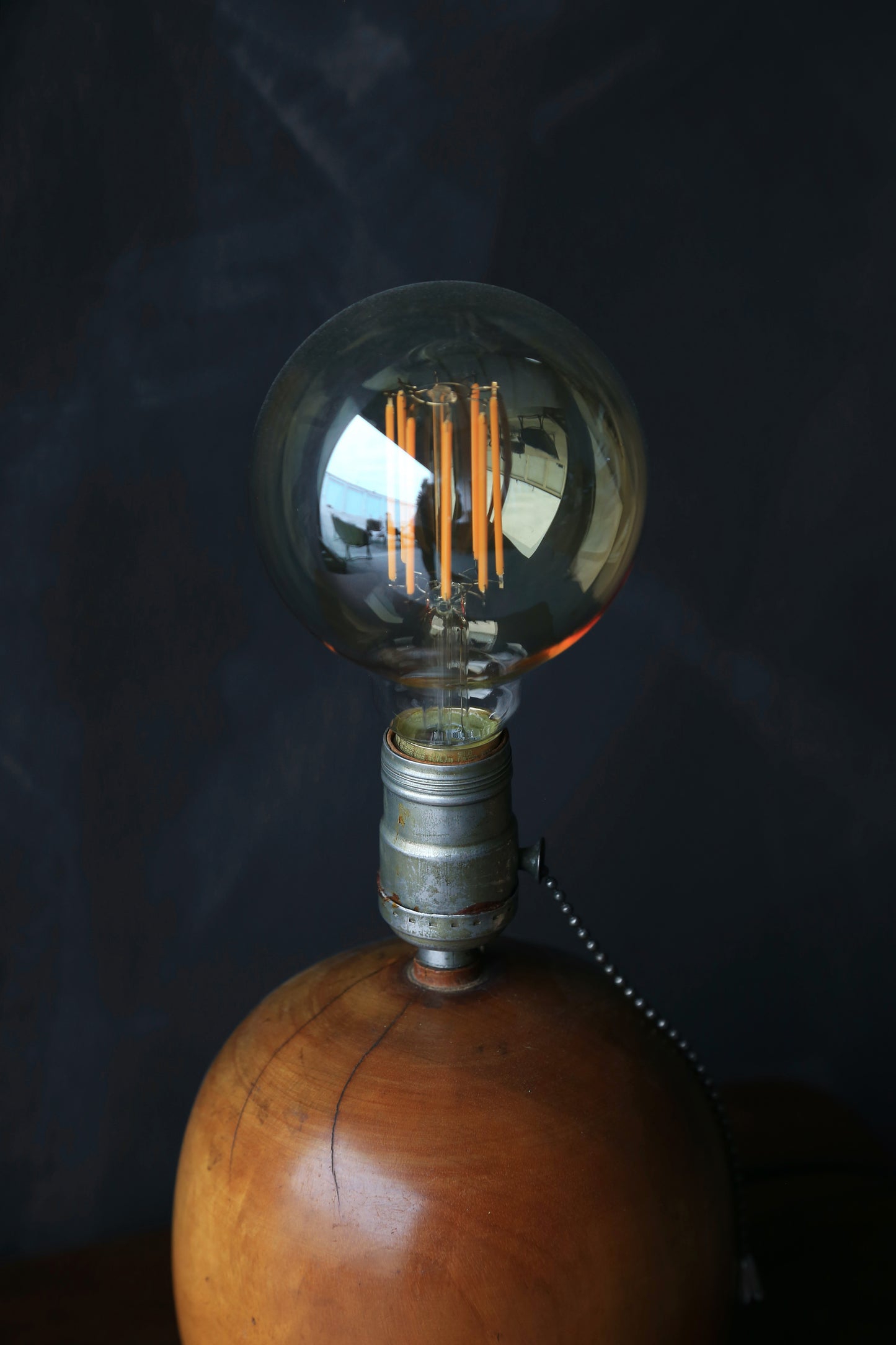 Antique Vintage 1930s turned wood lamp