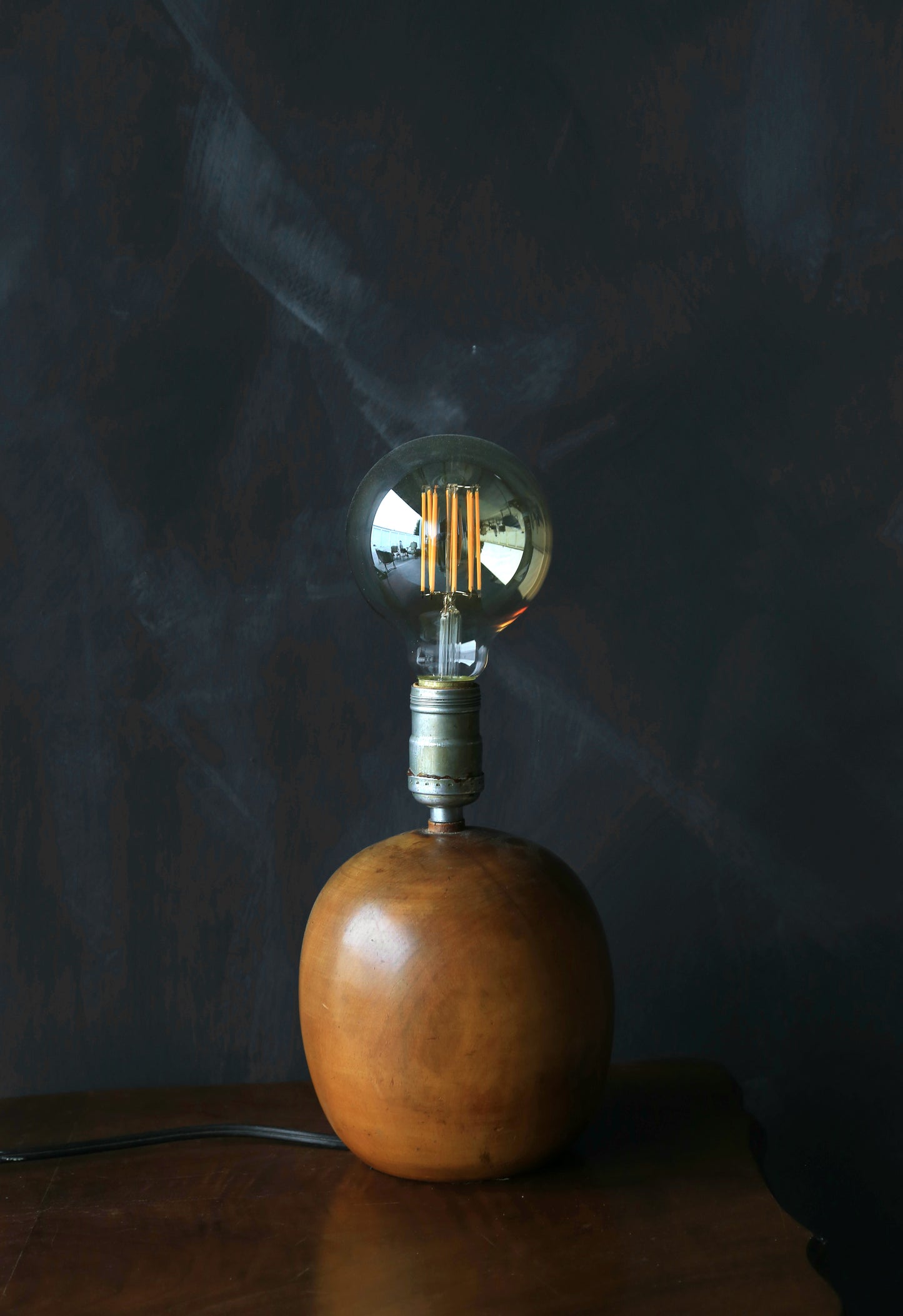 Antique Vintage 1930s turned wood lamp