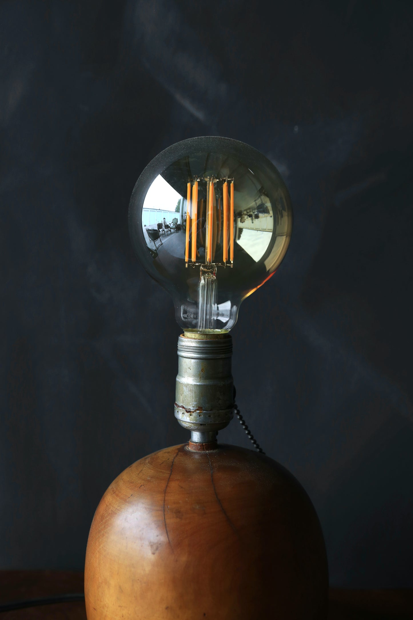 Antique Vintage 1930s turned wood lamp