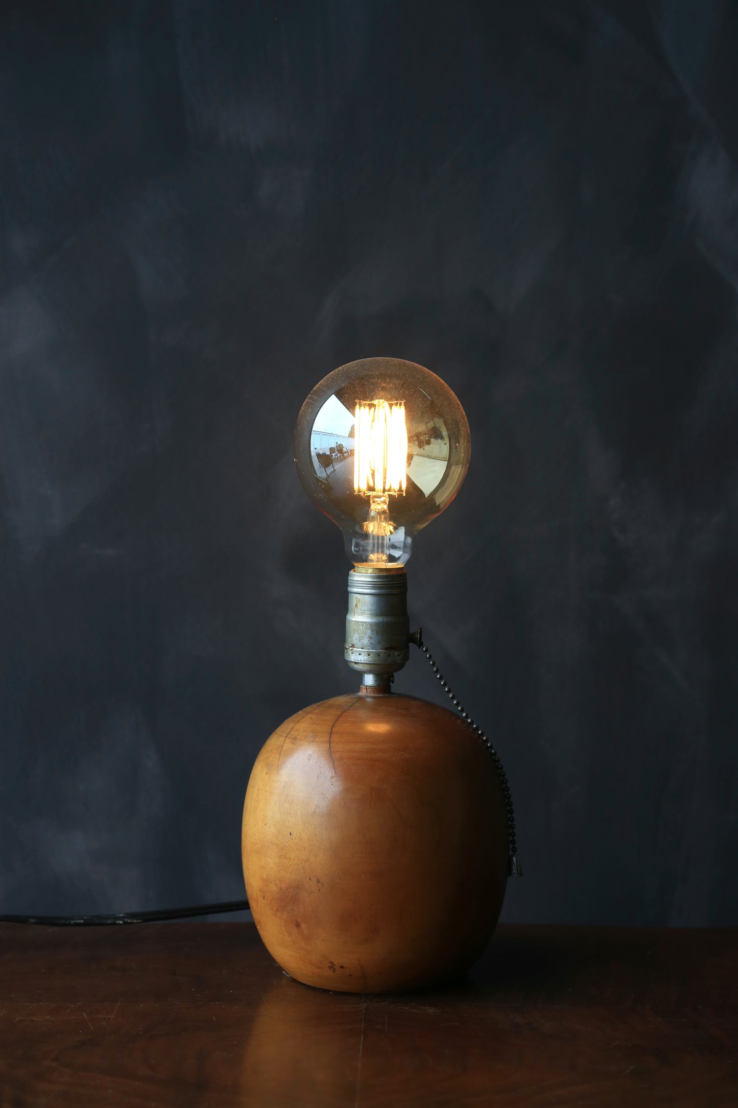 Antique Vintage 1930s turned wood lamp