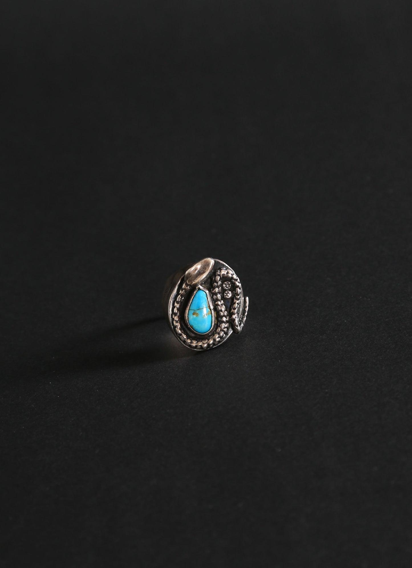 Vintage Native American Sterling silver Turquoise snake ring | Sz. 10