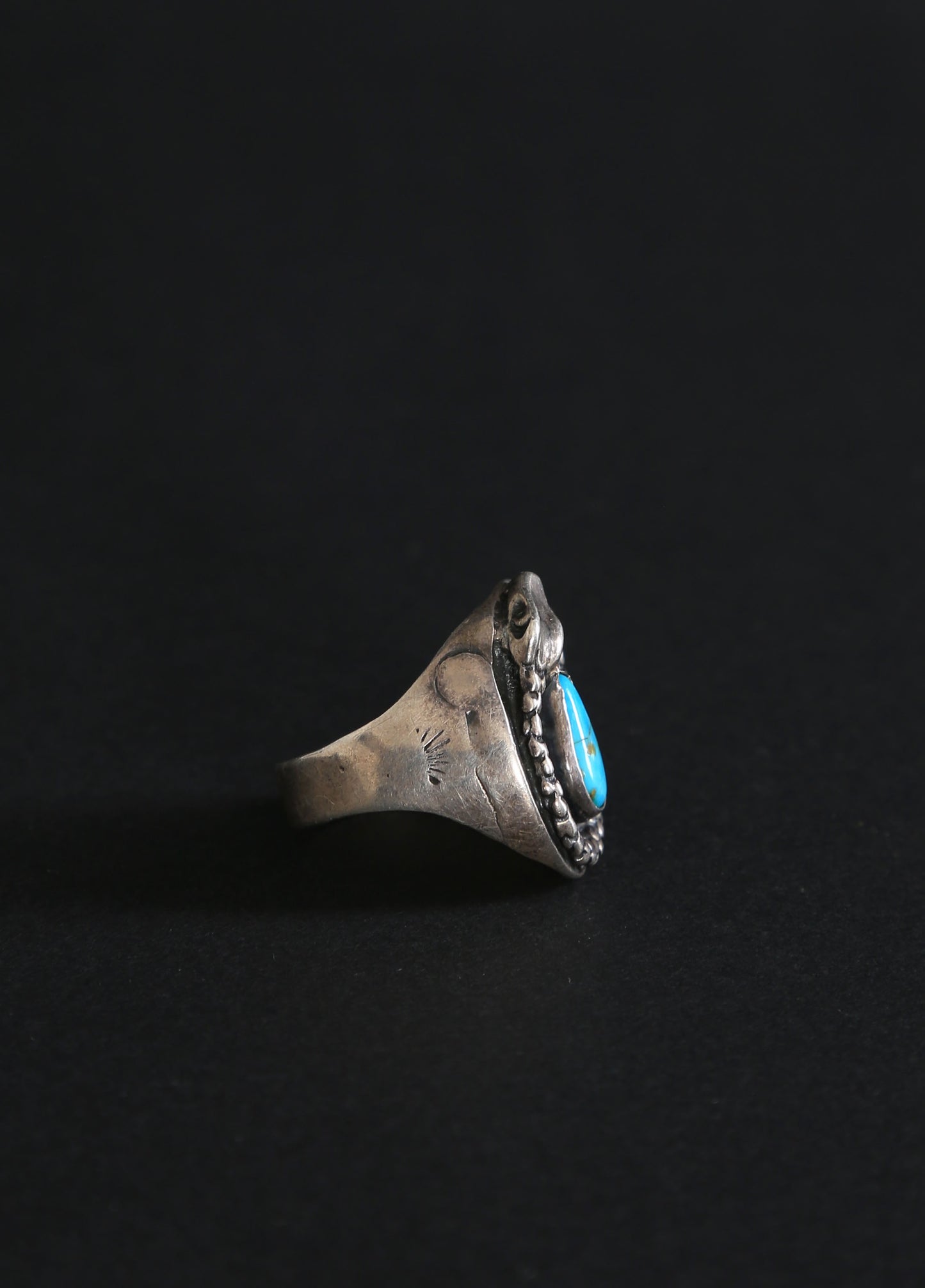 Vintage Native American Sterling silver Turquoise snake ring | Sz. 10