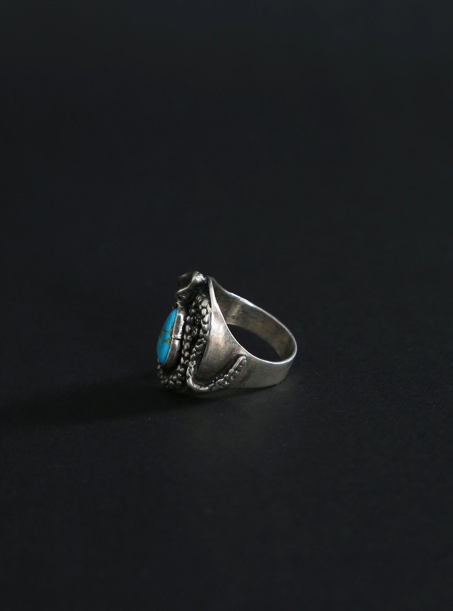 Vintage Native American Sterling silver Turquoise snake ring | Sz. 10