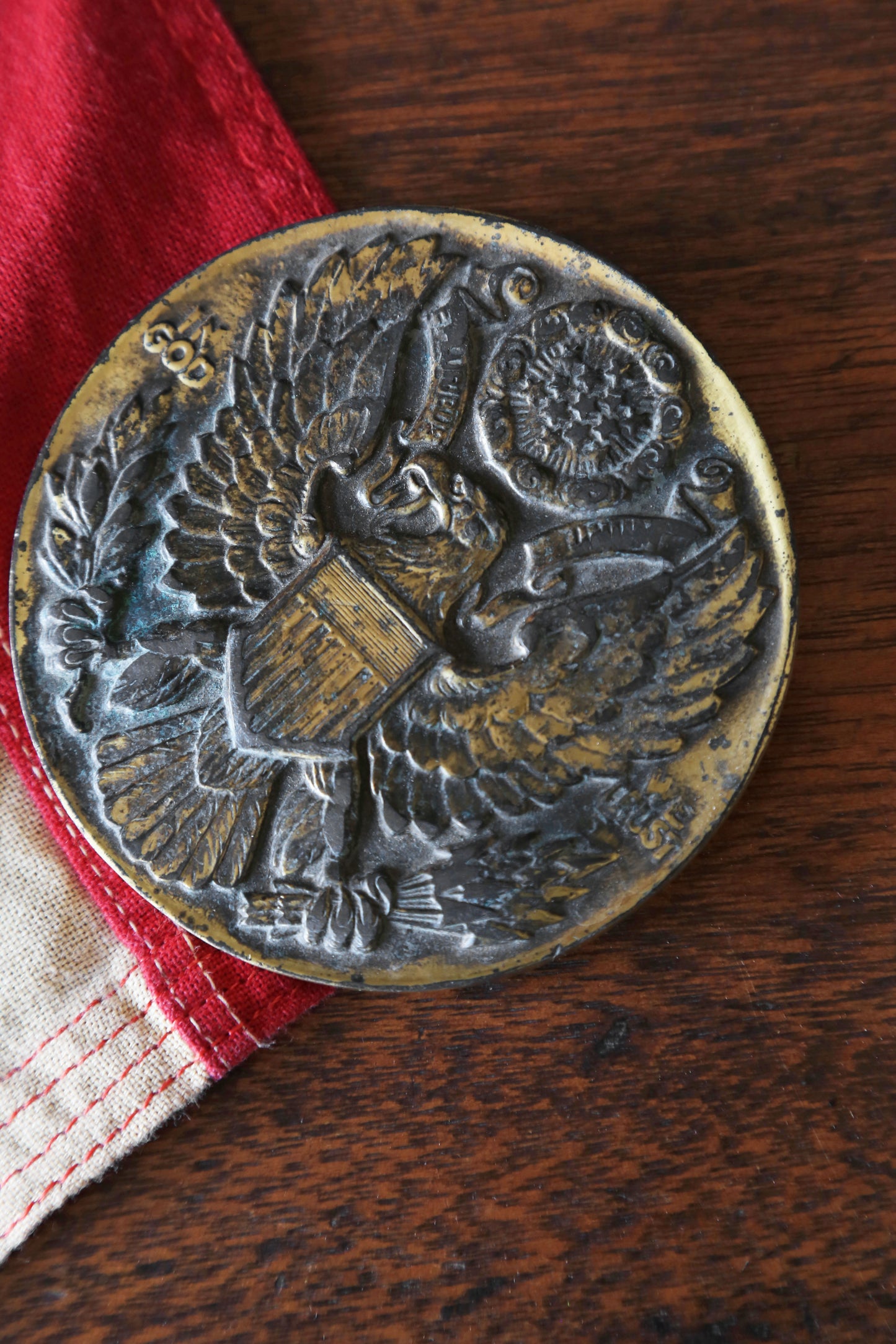 Antique vintage solid brass Great Seal of the United States American Eagle paper weight | IN GOD we TRUST