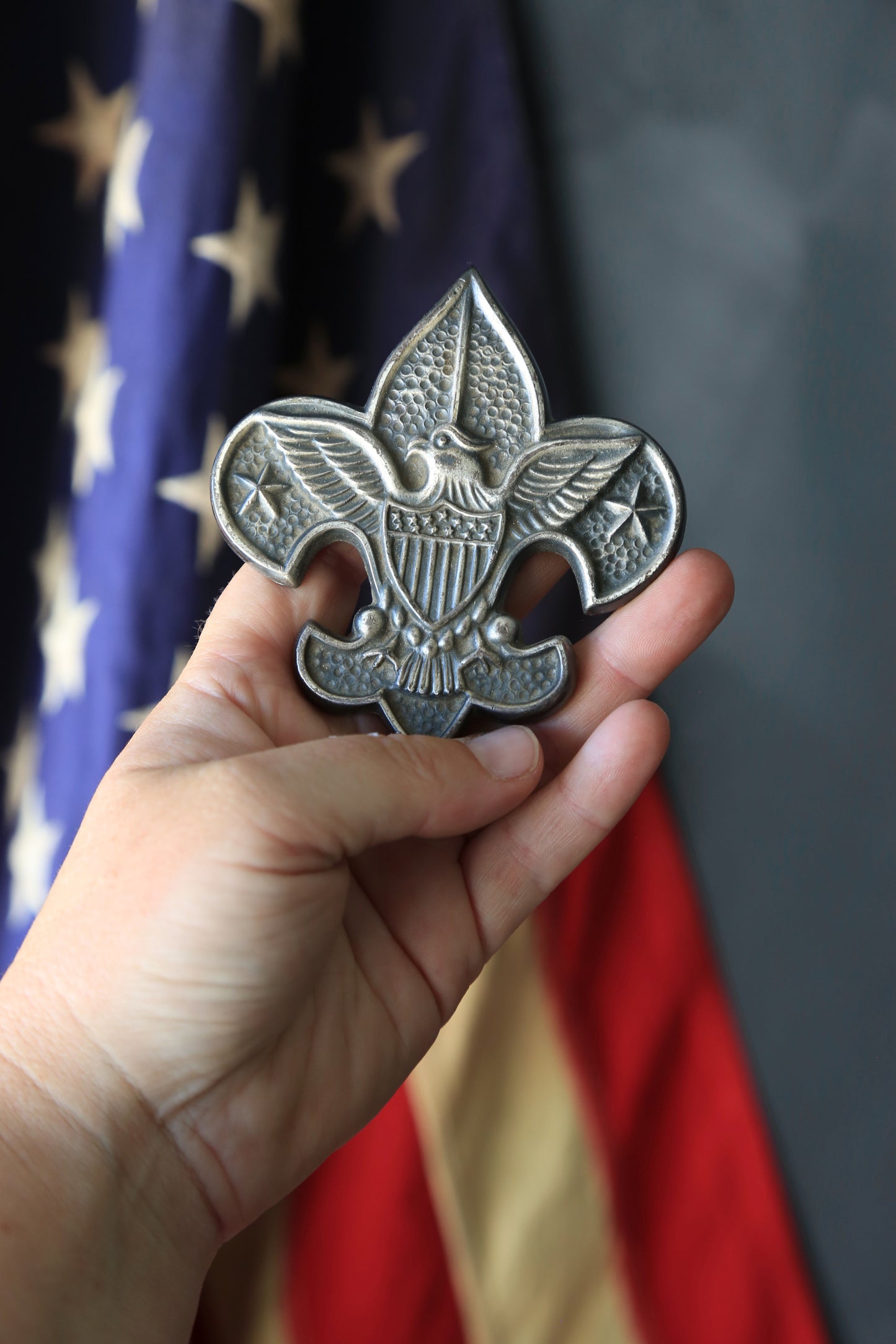 Vintage Boy Scouts of America solid metal paperweight