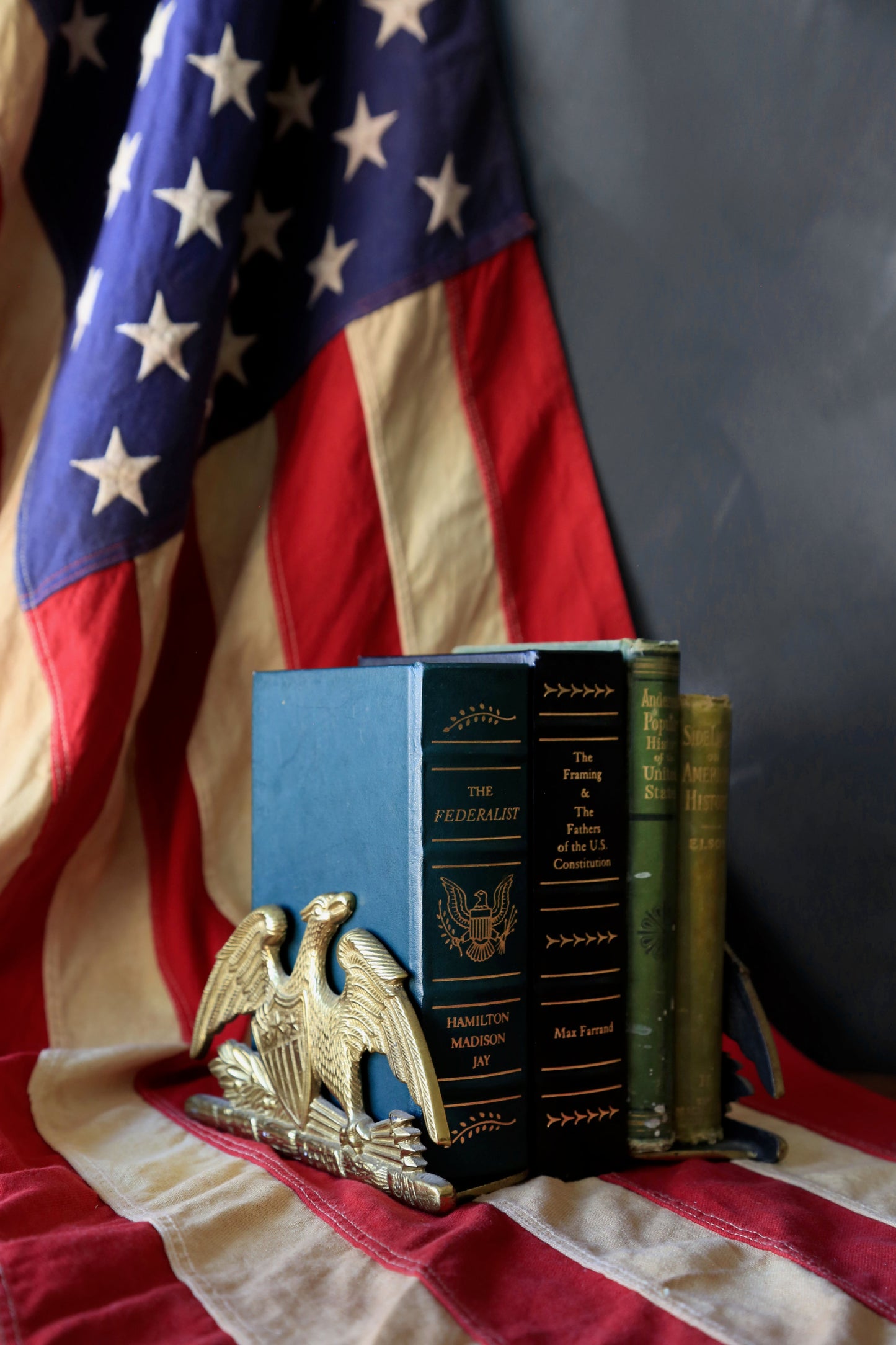 Vintage 1950s Metal Crafters Spread Eagle brass bookends
