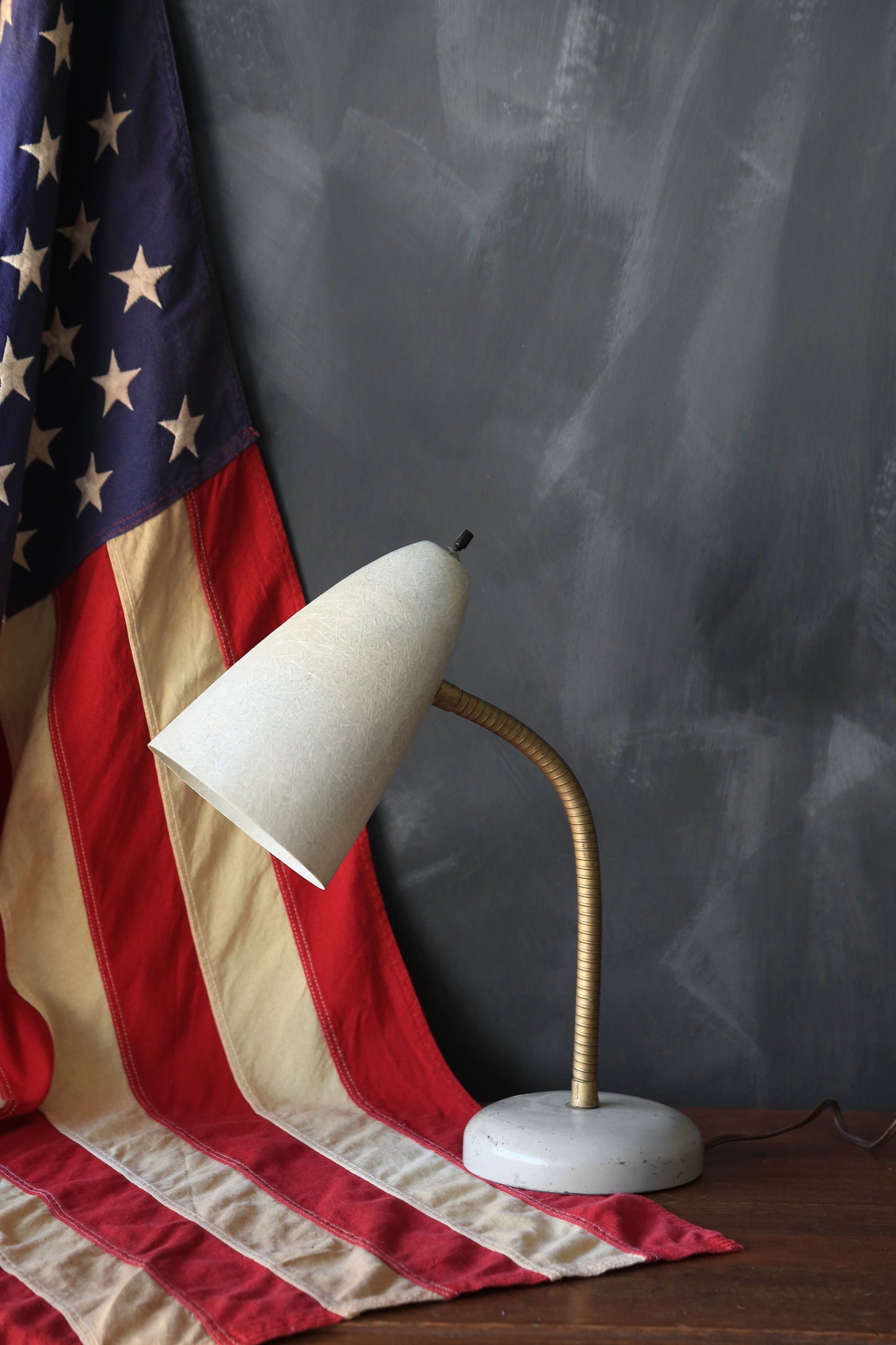Mid Century Modern Richman lighting gray fiberglass gooseneck desk lamp