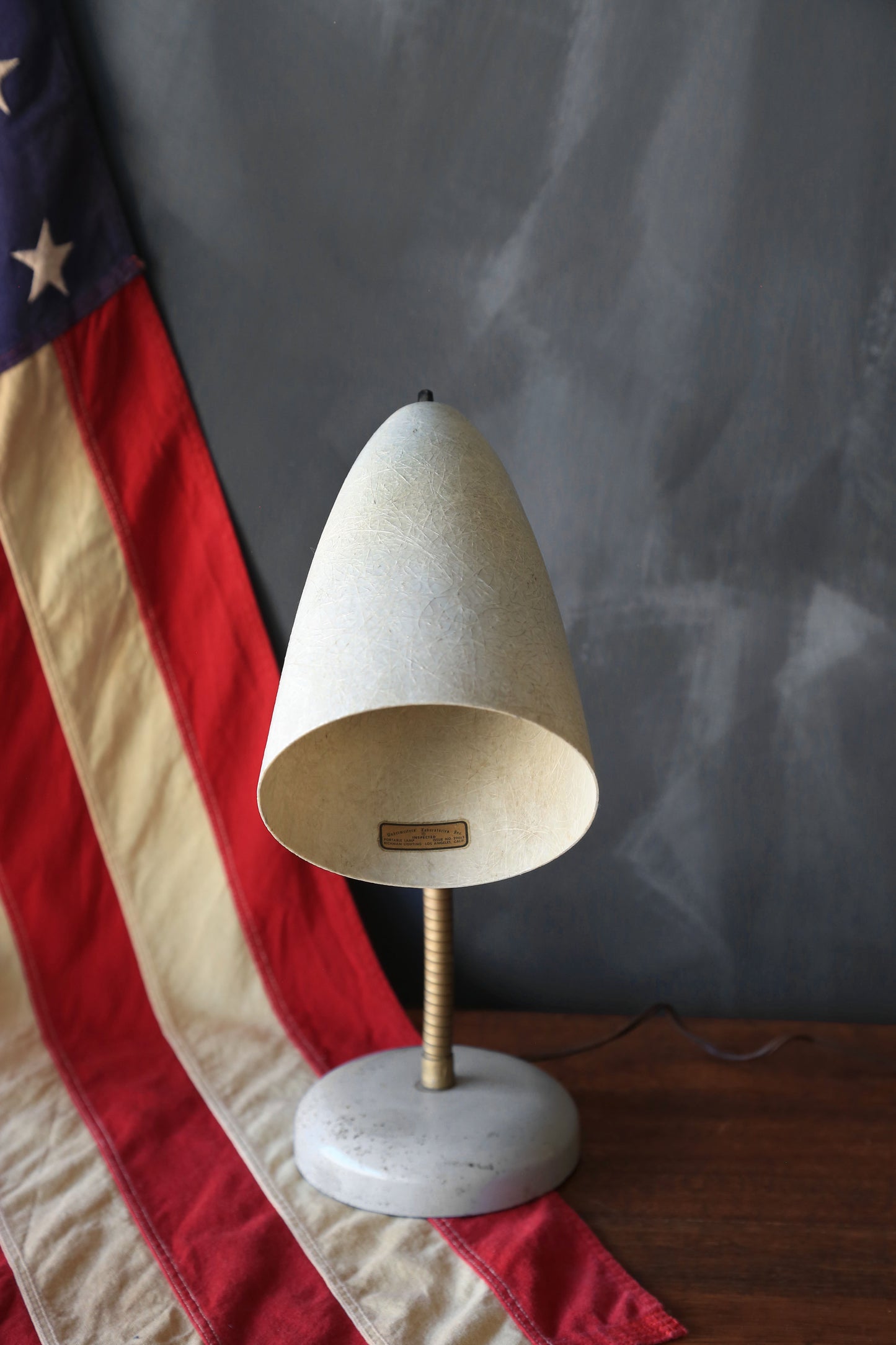 Mid Century Modern Richman lighting gray fiberglass gooseneck desk lamp