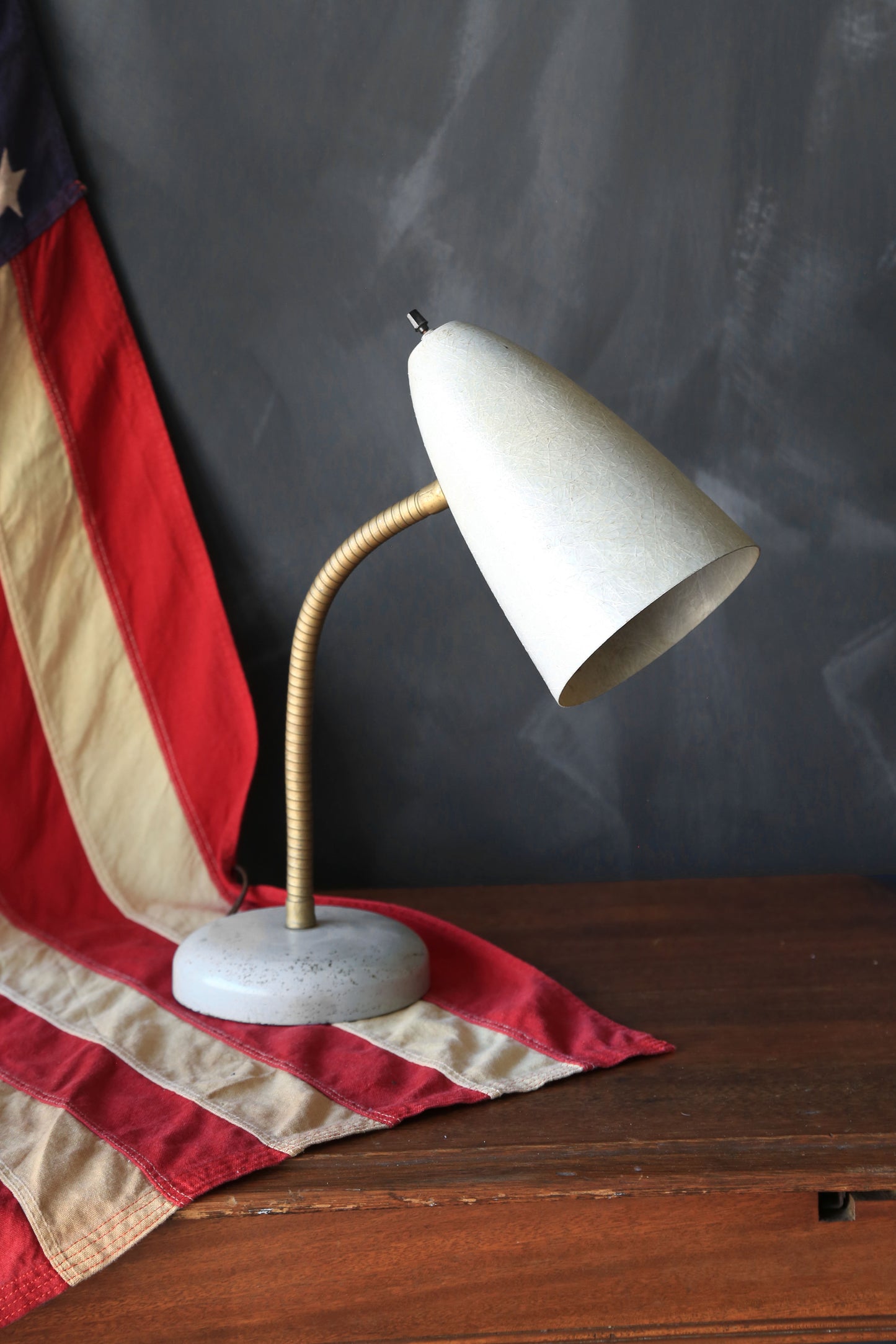 Mid Century Modern Richman lighting gray fiberglass gooseneck desk lamp