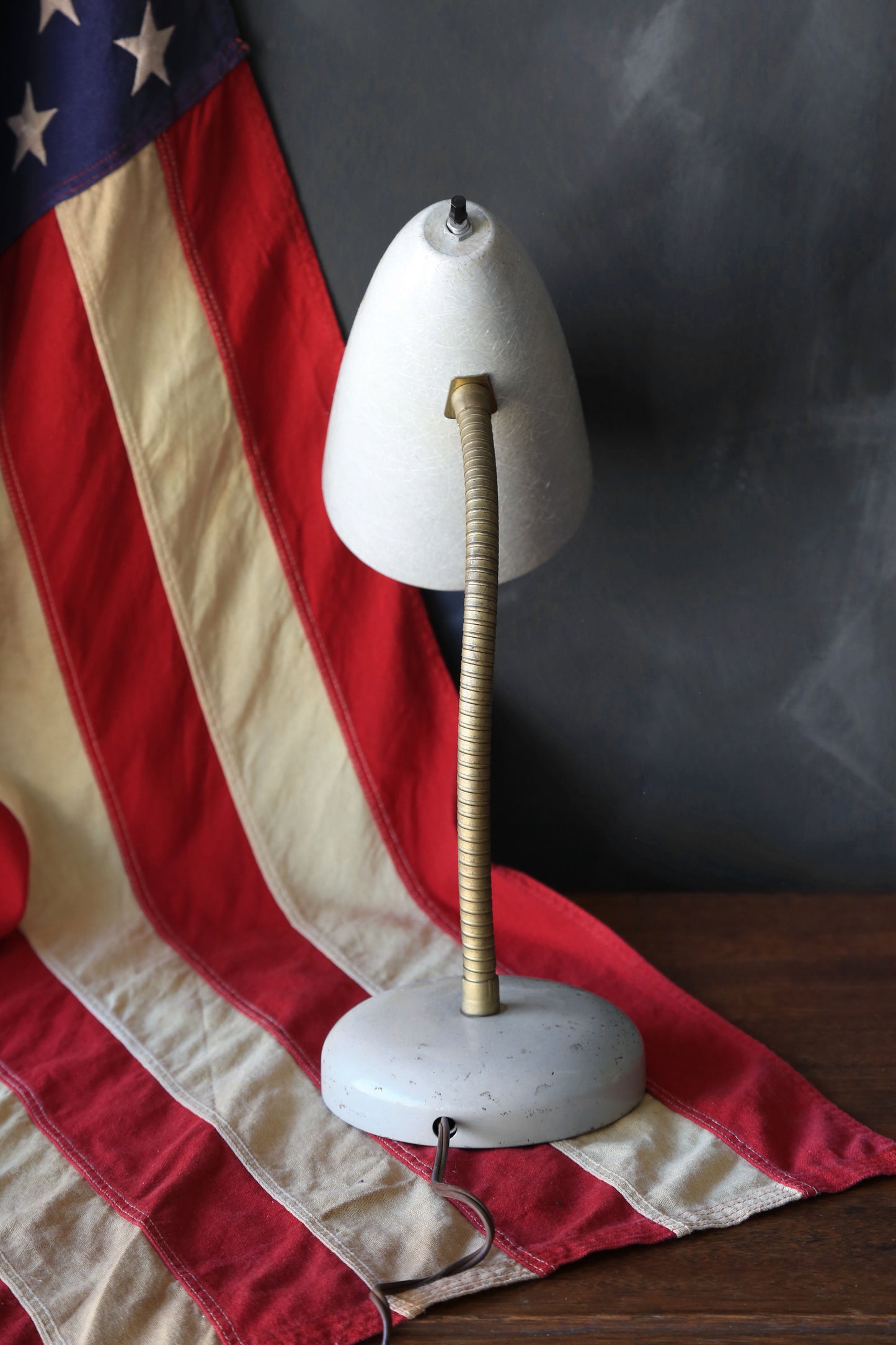 Mid Century Modern Richman lighting gray fiberglass gooseneck desk lamp