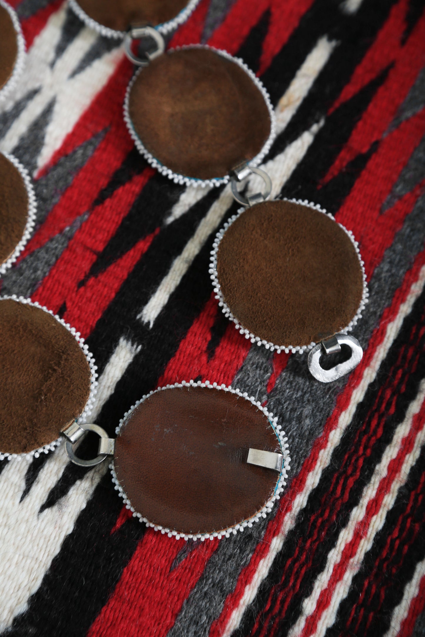 Antique Vintage Native American trade beaded leather concho belt
