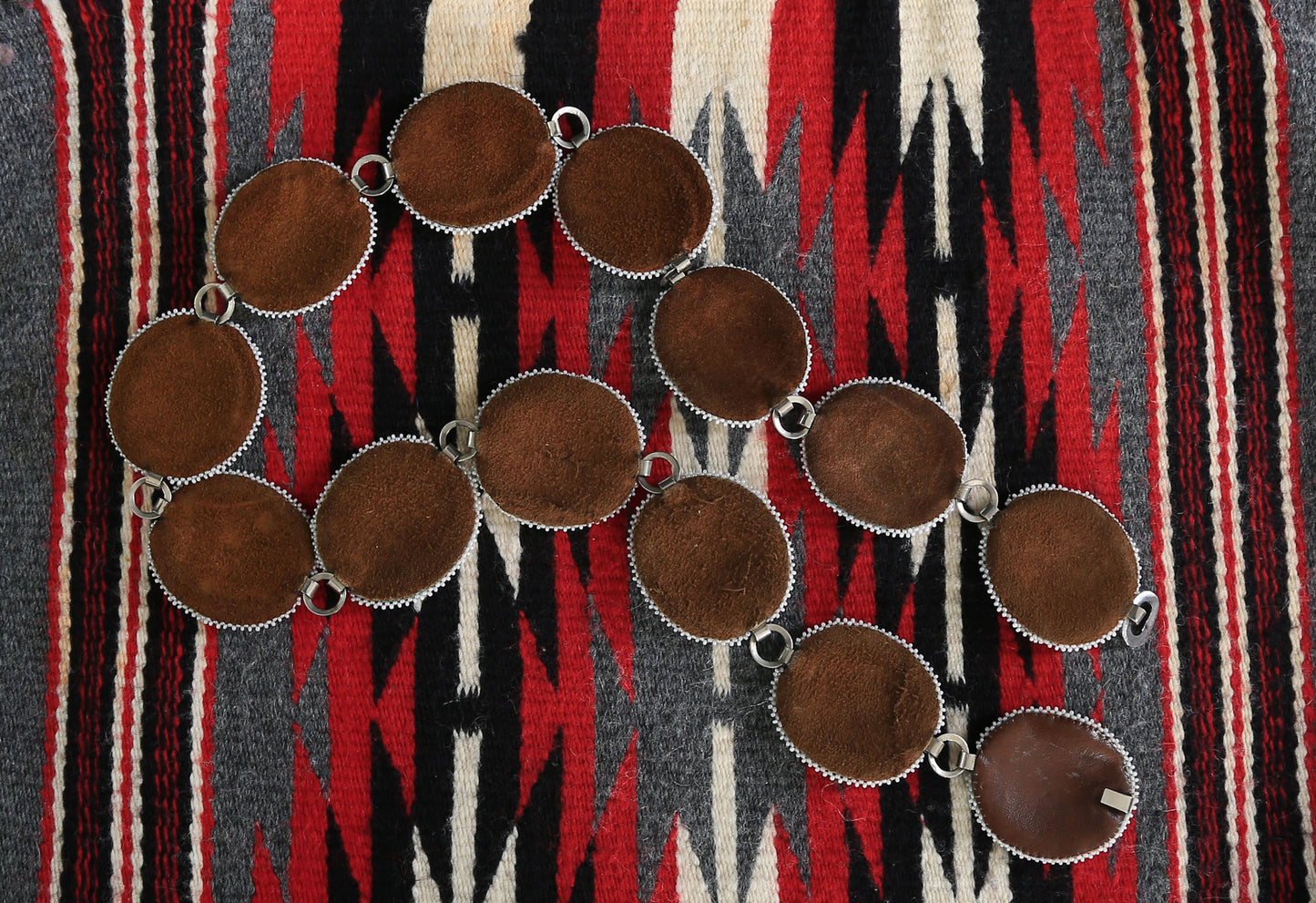 Antique Vintage Native American trade beaded leather concho belt