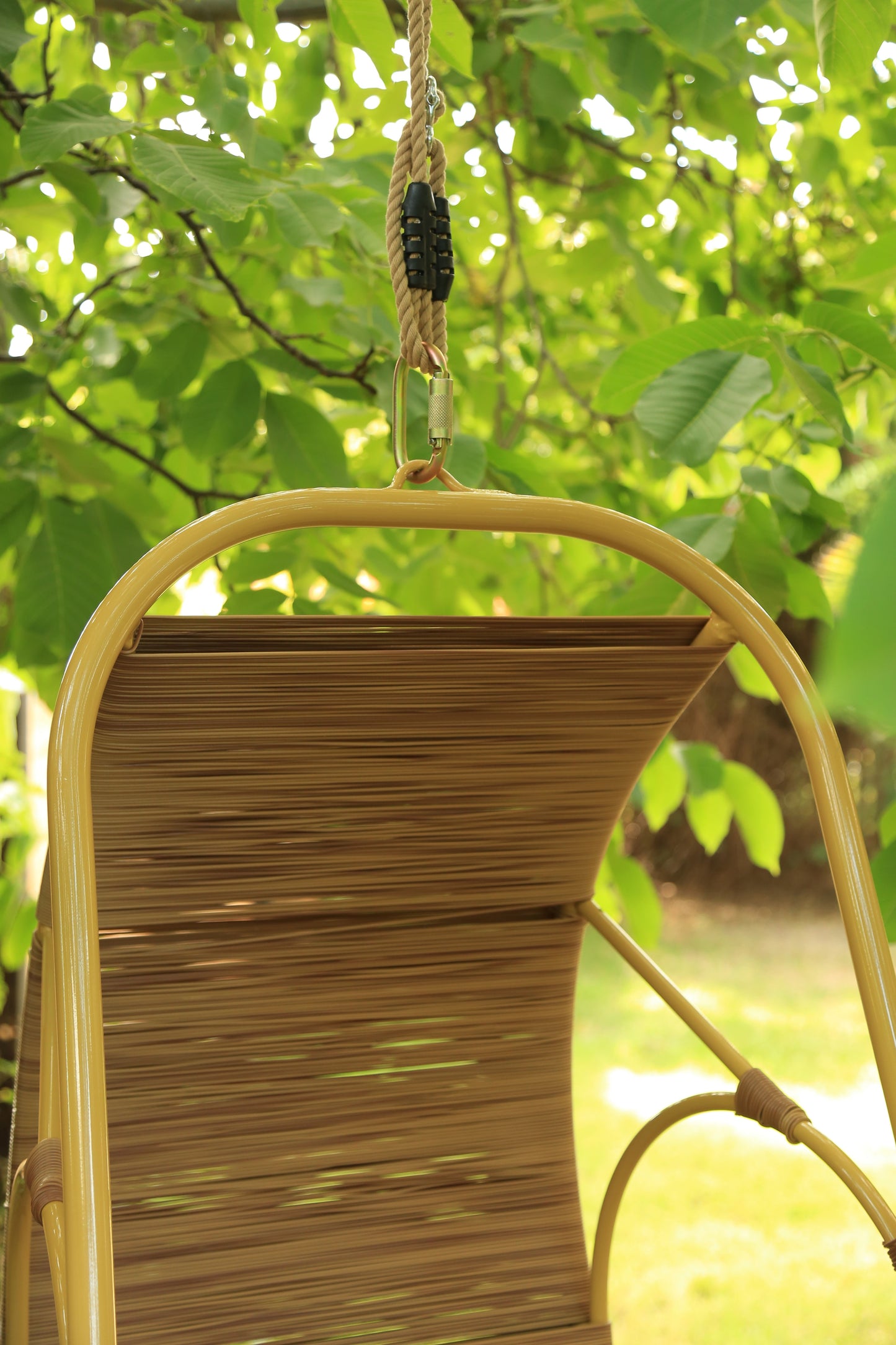 Vintage Mid Century Modern Faux Rattan Hanging Cocoon chair
