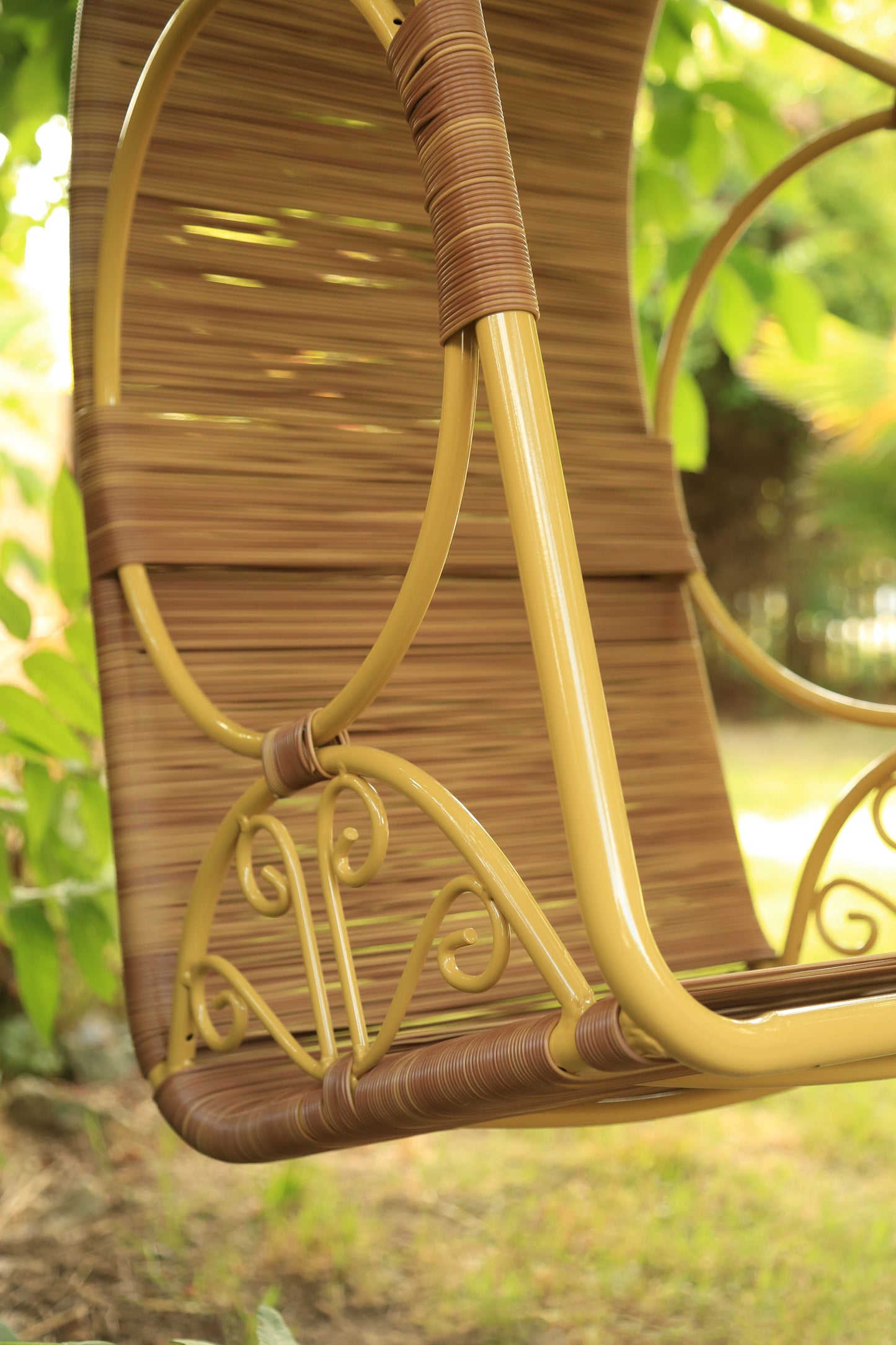Vintage Mid Century Modern Faux Rattan Hanging Cocoon chair