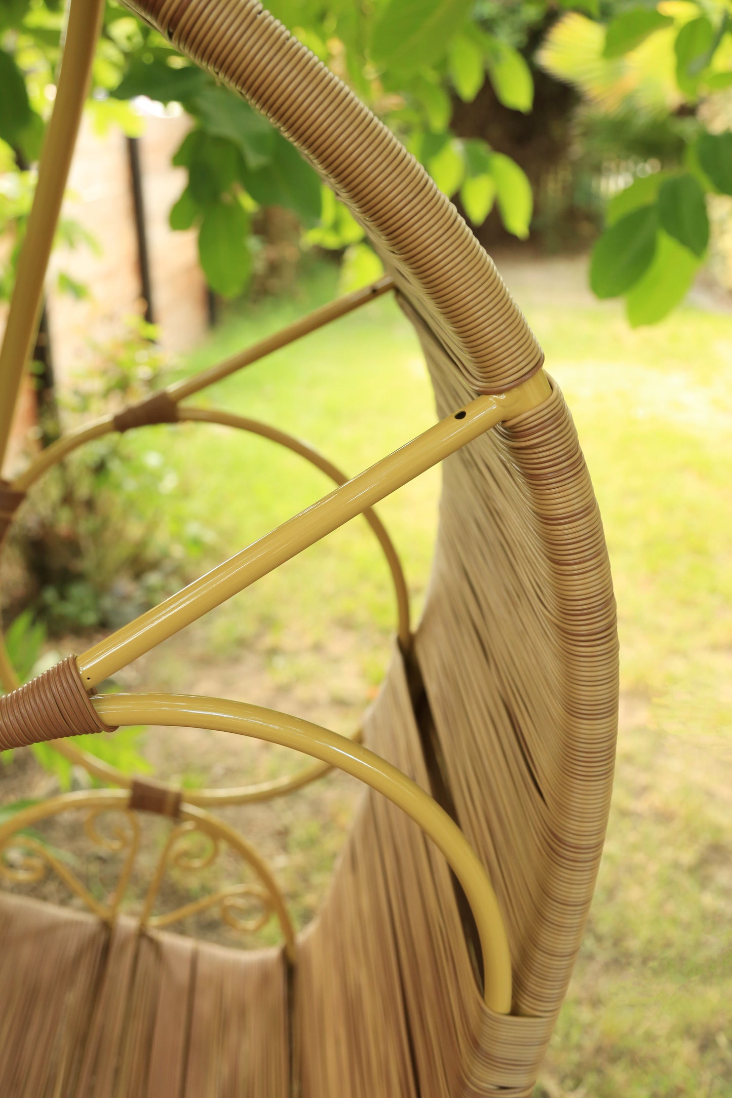 Vintage Mid Century Modern Faux Rattan Hanging Cocoon chair