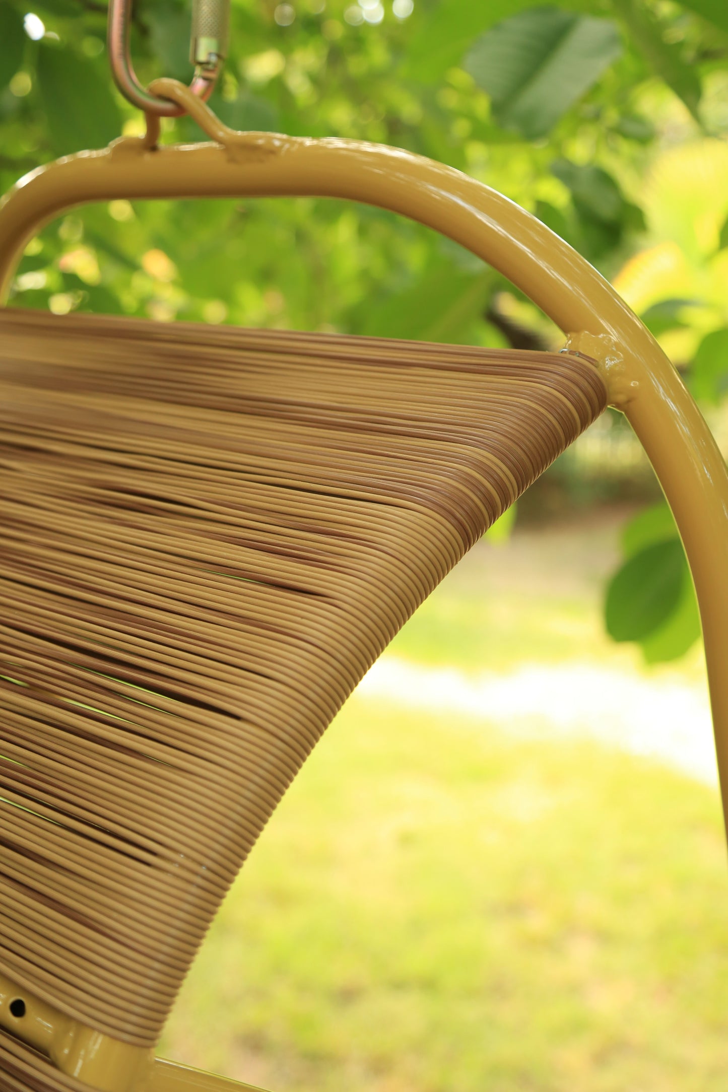 Vintage Mid Century Modern Faux Rattan Hanging Cocoon chair