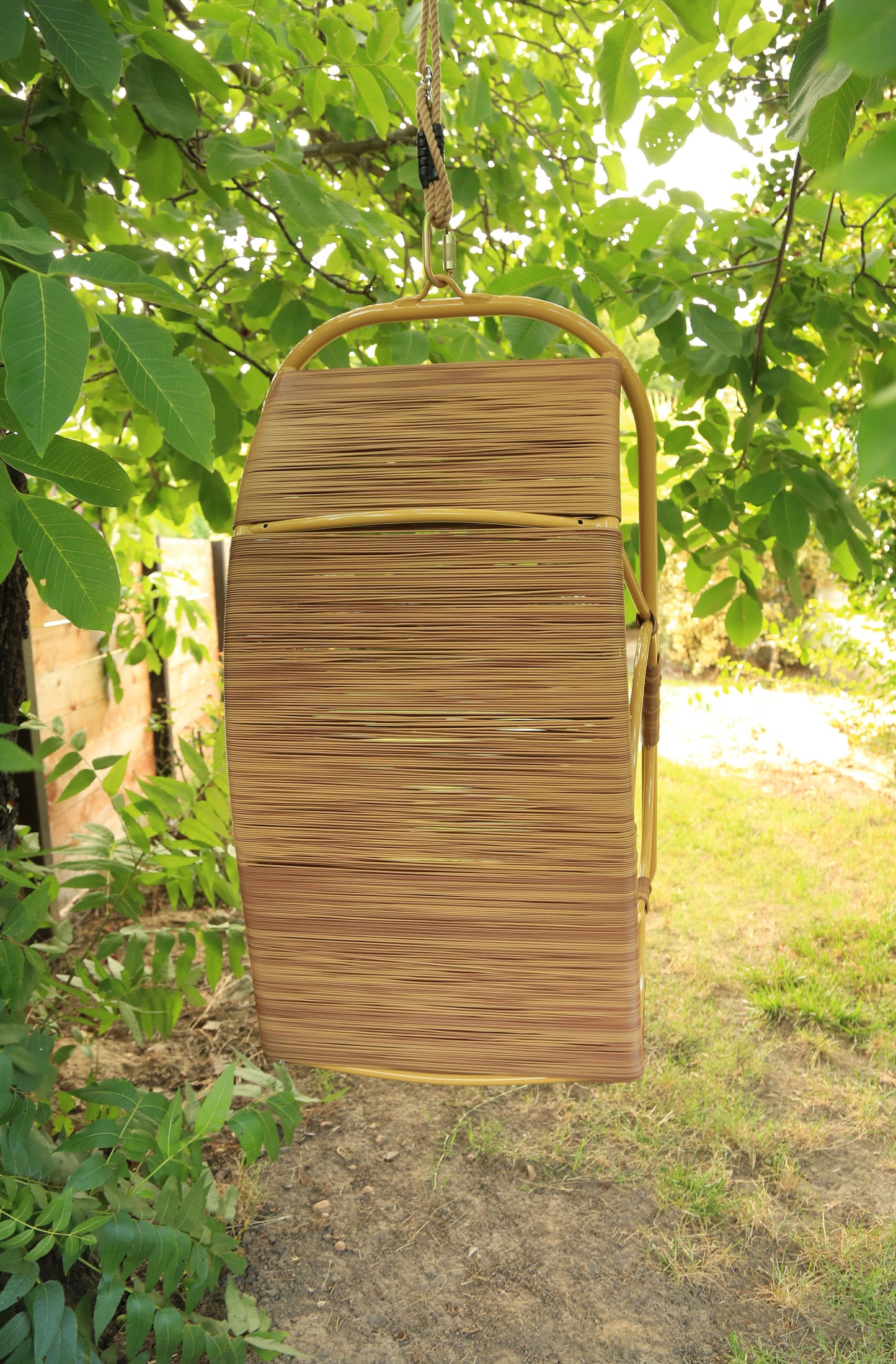 Vintage Mid Century Modern Faux Rattan Hanging Cocoon chair