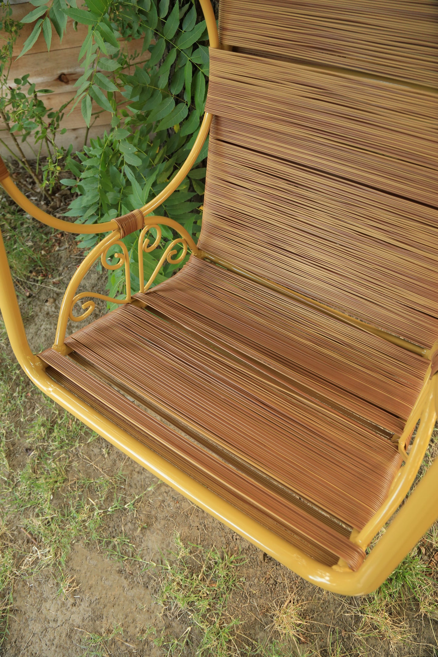 Vintage Mid Century Modern Faux Rattan Hanging Cocoon chair