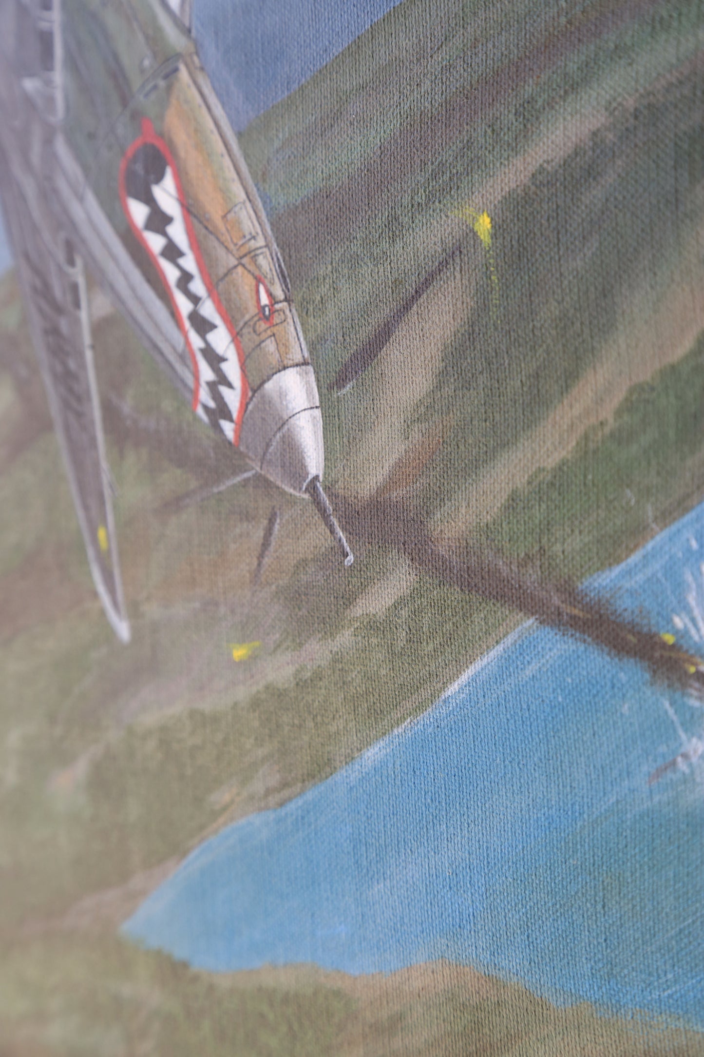 Vintage Jack Connelly P 39 Airacobra Aviation Military dogfight acrylic painting signed