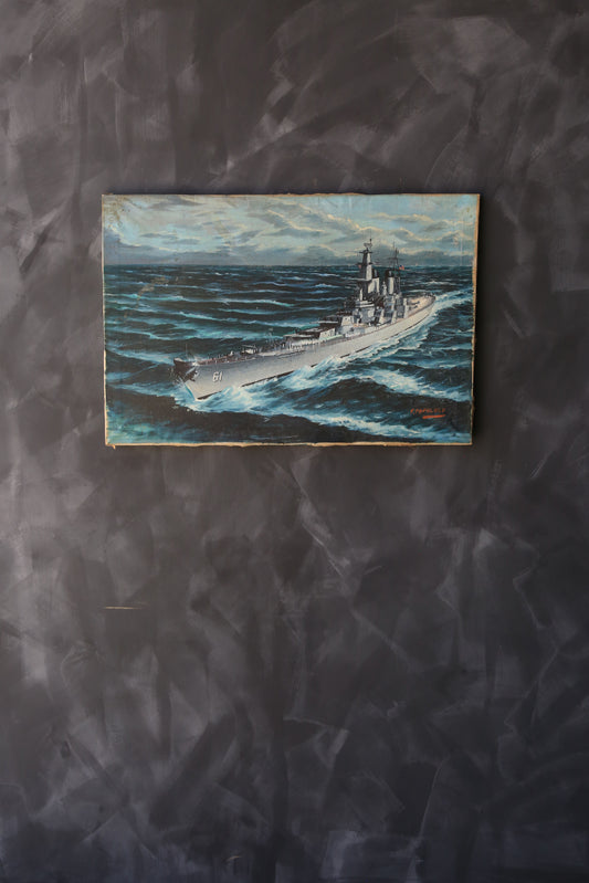 USS IOWA US navy Battleship oil painting signed F. Papaluca | Francesco Papaluca painting