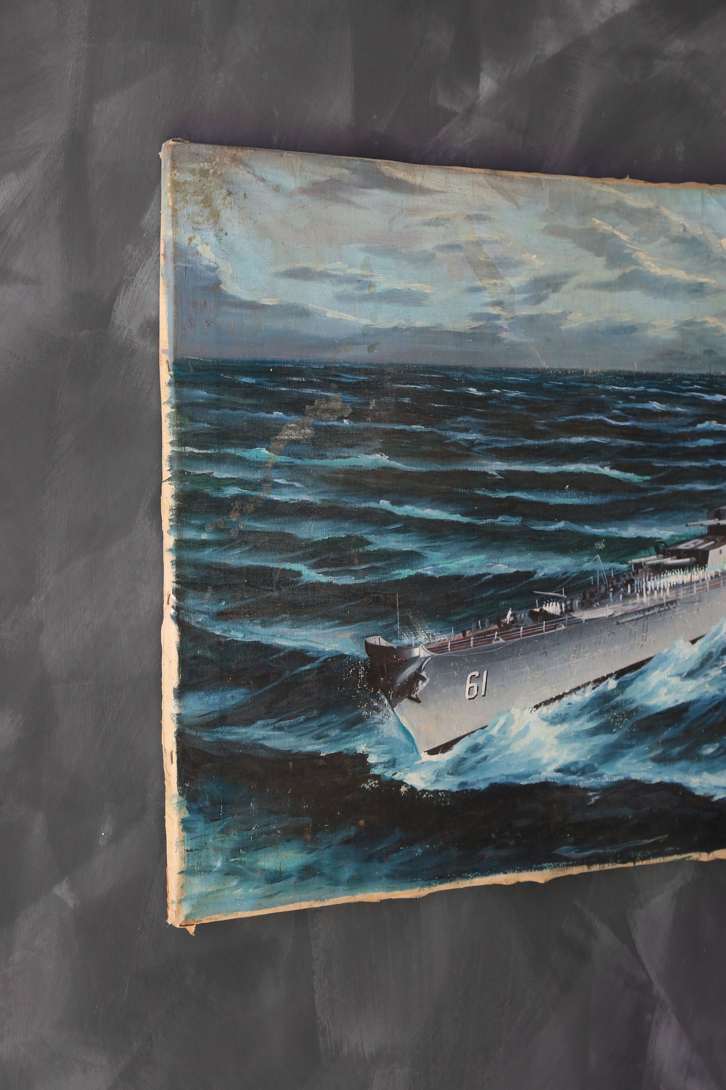 USS IOWA US navy Battleship oil painting signed F. Papaluca | Francesco Papaluca painting