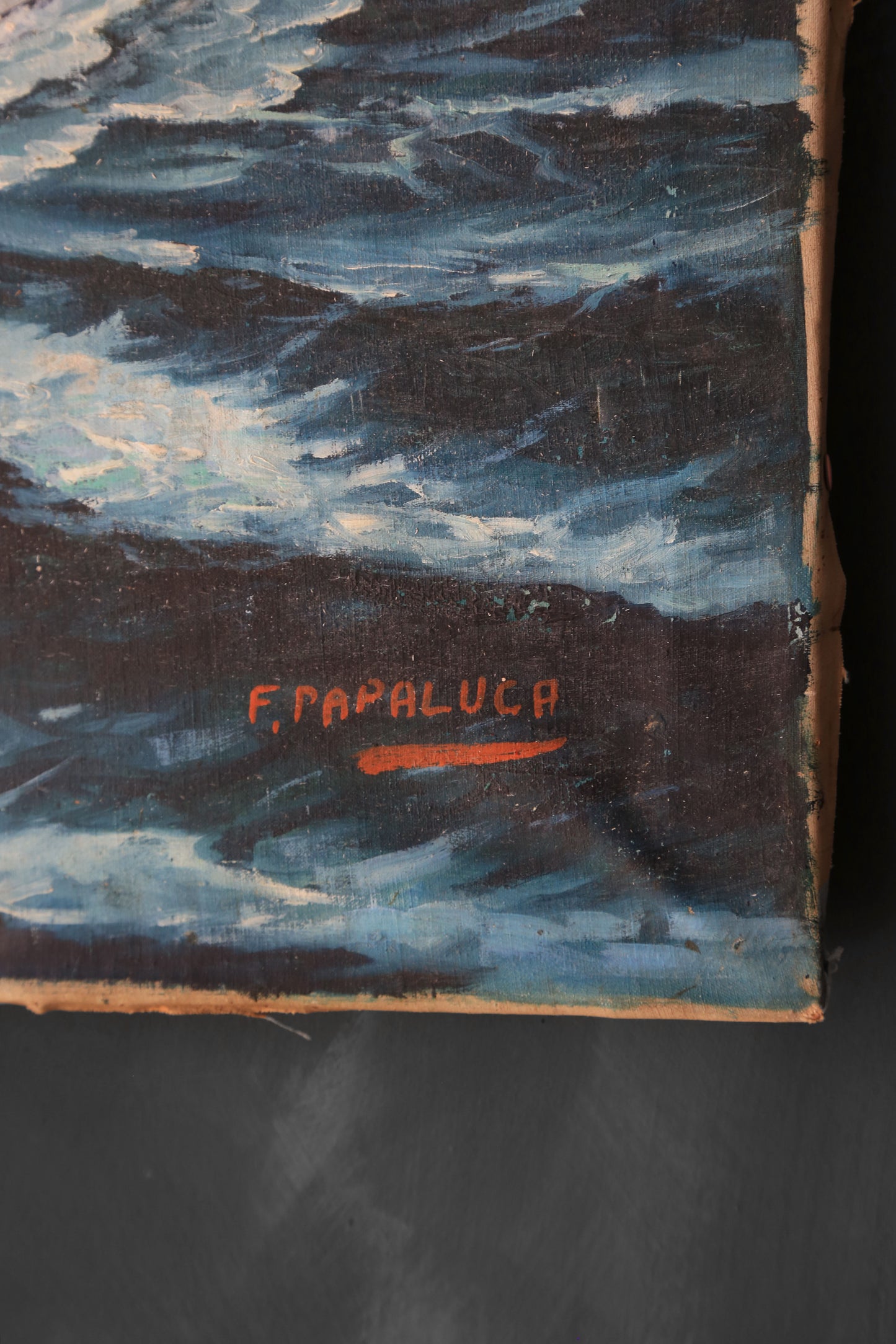 USS IOWA US navy Battleship oil painting signed F. Papaluca | Francesco Papaluca painting