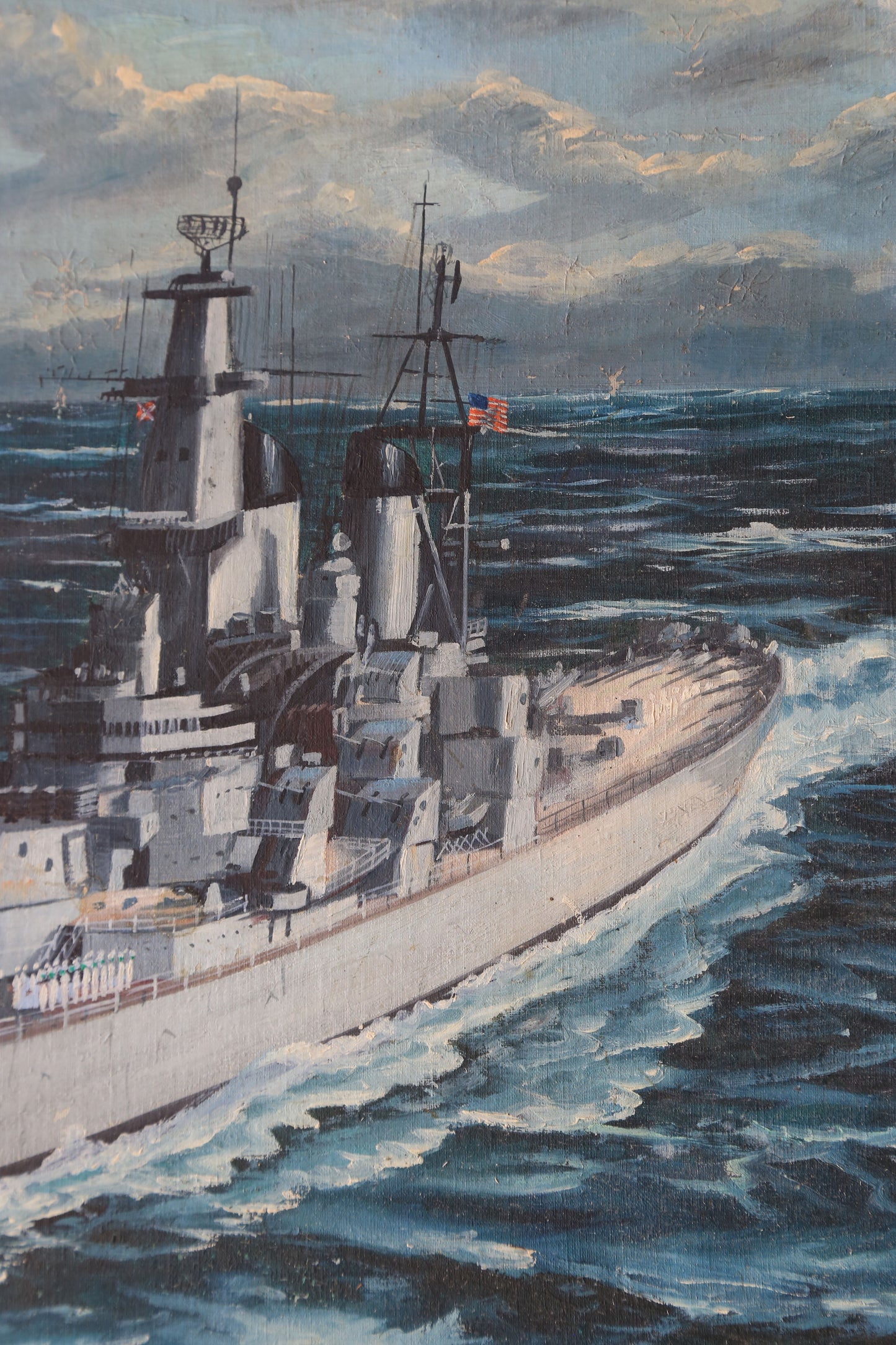 USS IOWA US navy Battleship oil painting signed F. Papaluca | Francesco Papaluca painting
