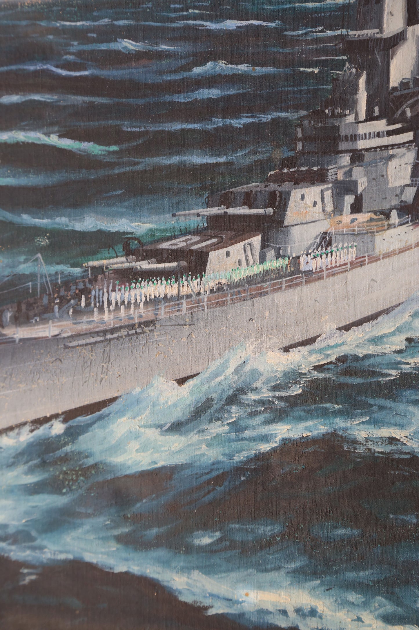 USS IOWA US navy Battleship oil painting signed F. Papaluca | Francesco Papaluca painting