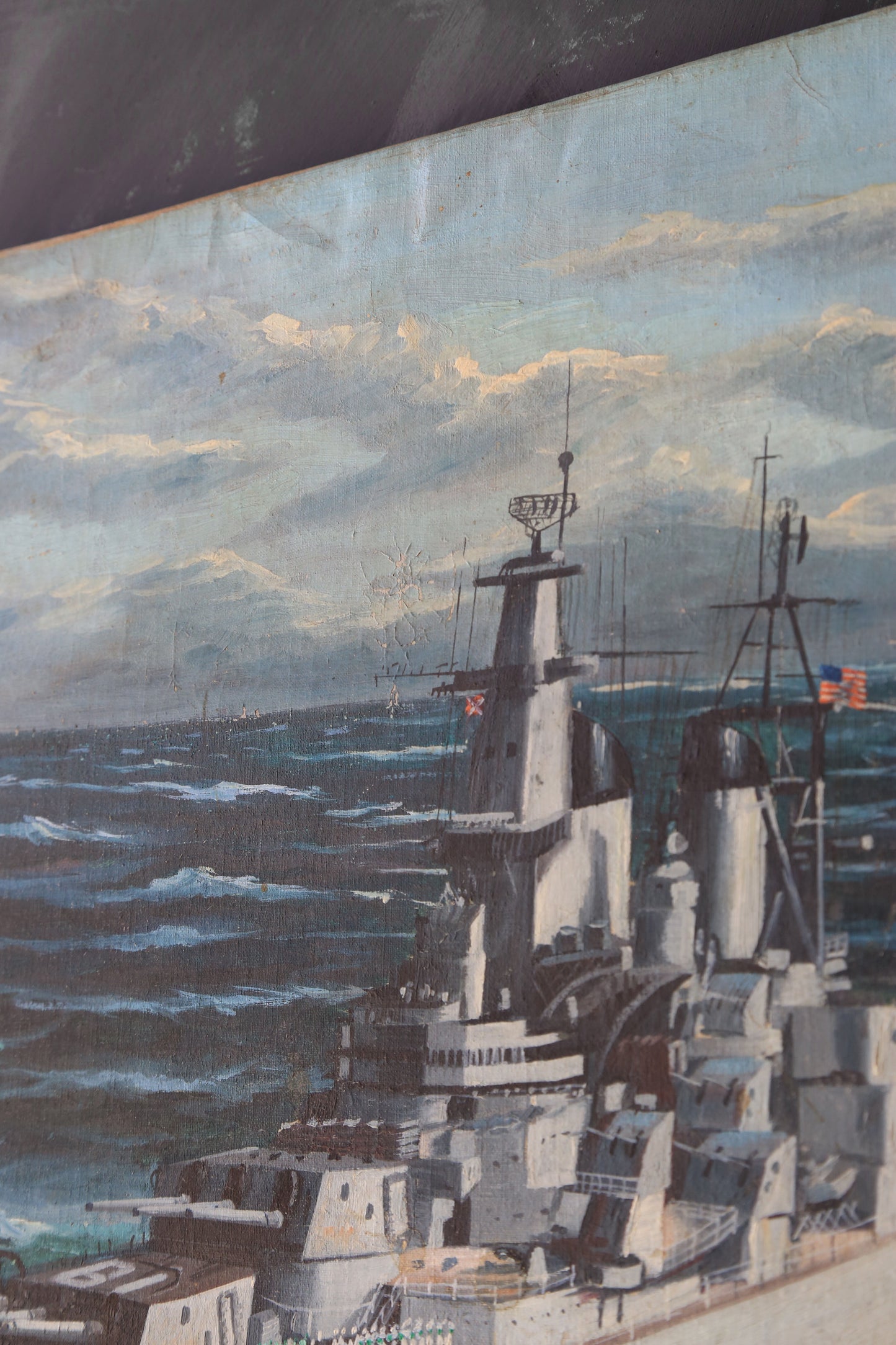 USS IOWA US navy Battleship oil painting signed F. Papaluca | Francesco Papaluca painting