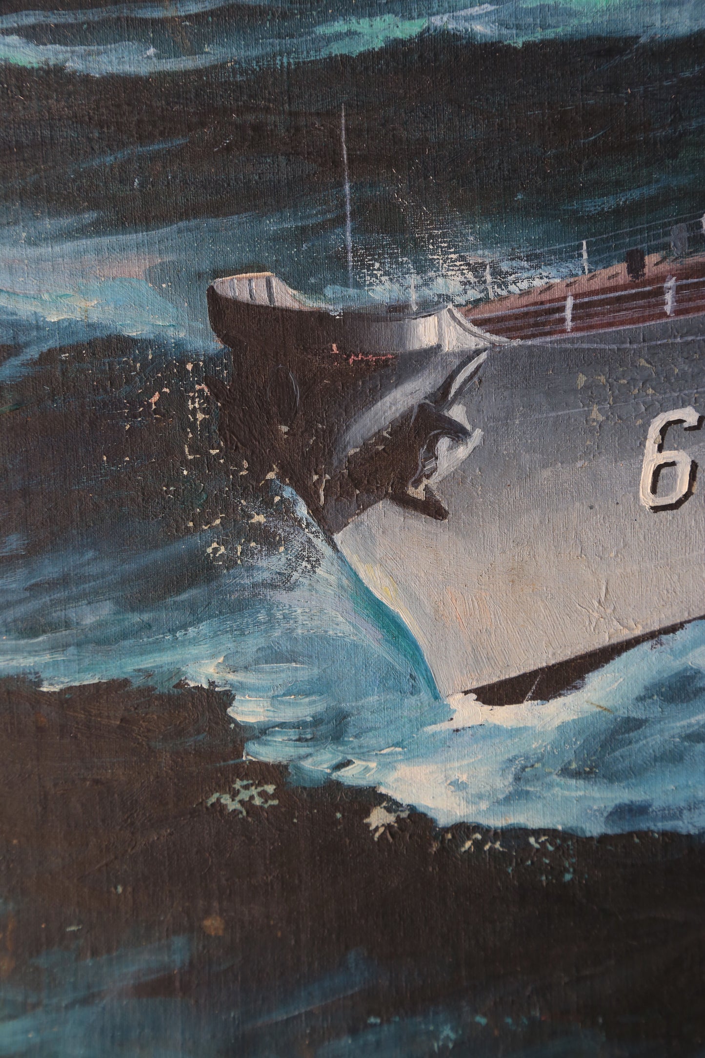 USS IOWA US navy Battleship oil painting signed F. Papaluca | Francesco Papaluca painting