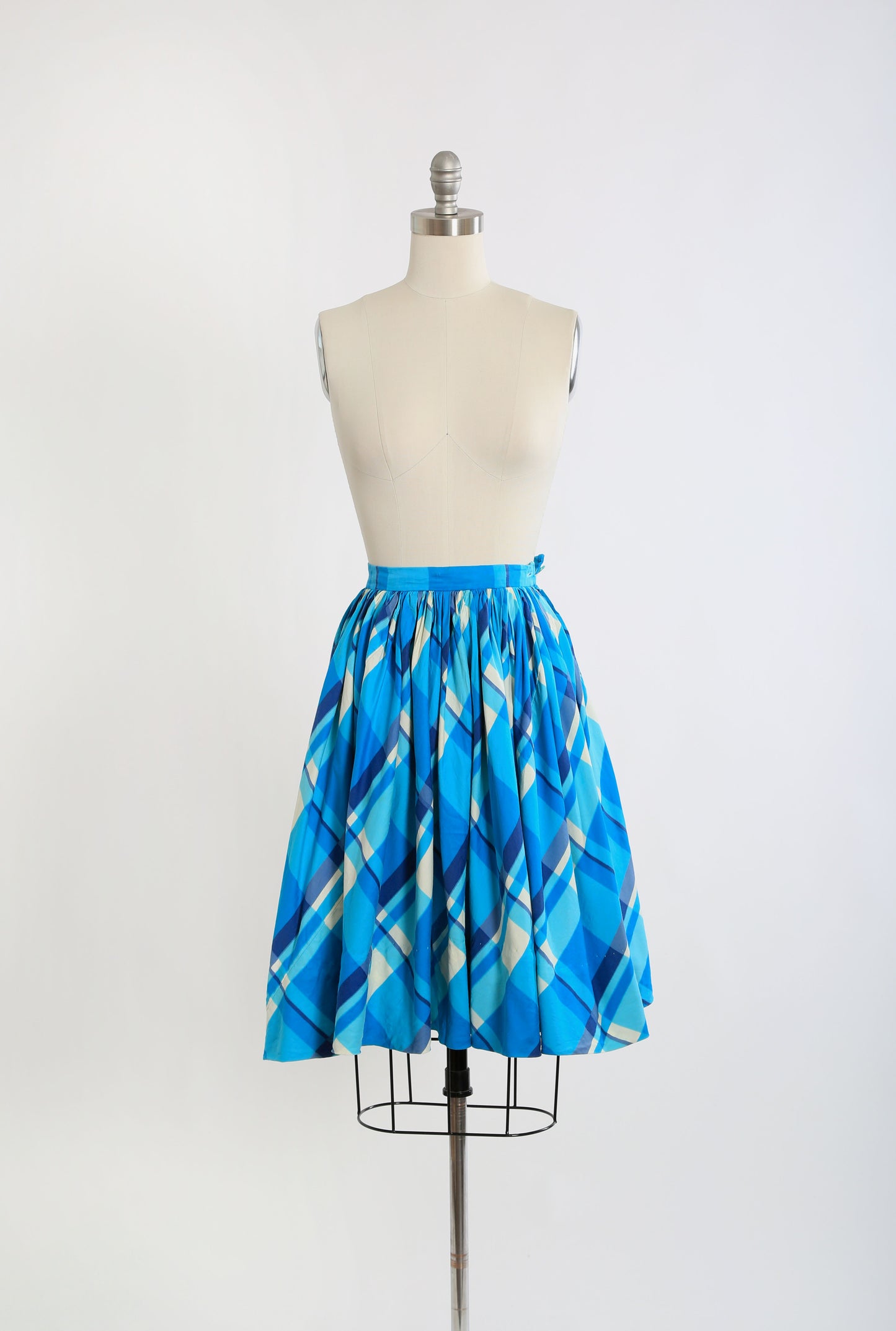 Vintage 50s Modern Jr. Gale & Gale blue plaid cotton circle skirt